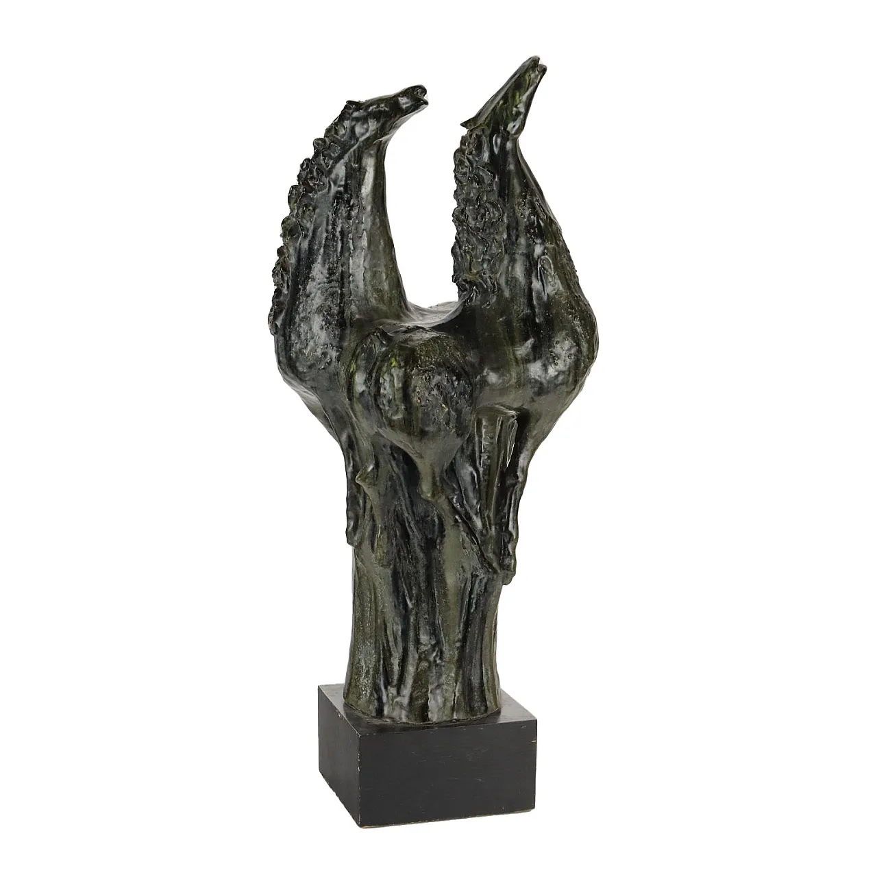 Coppia di cavalli in ceramica smaltata, '900 1