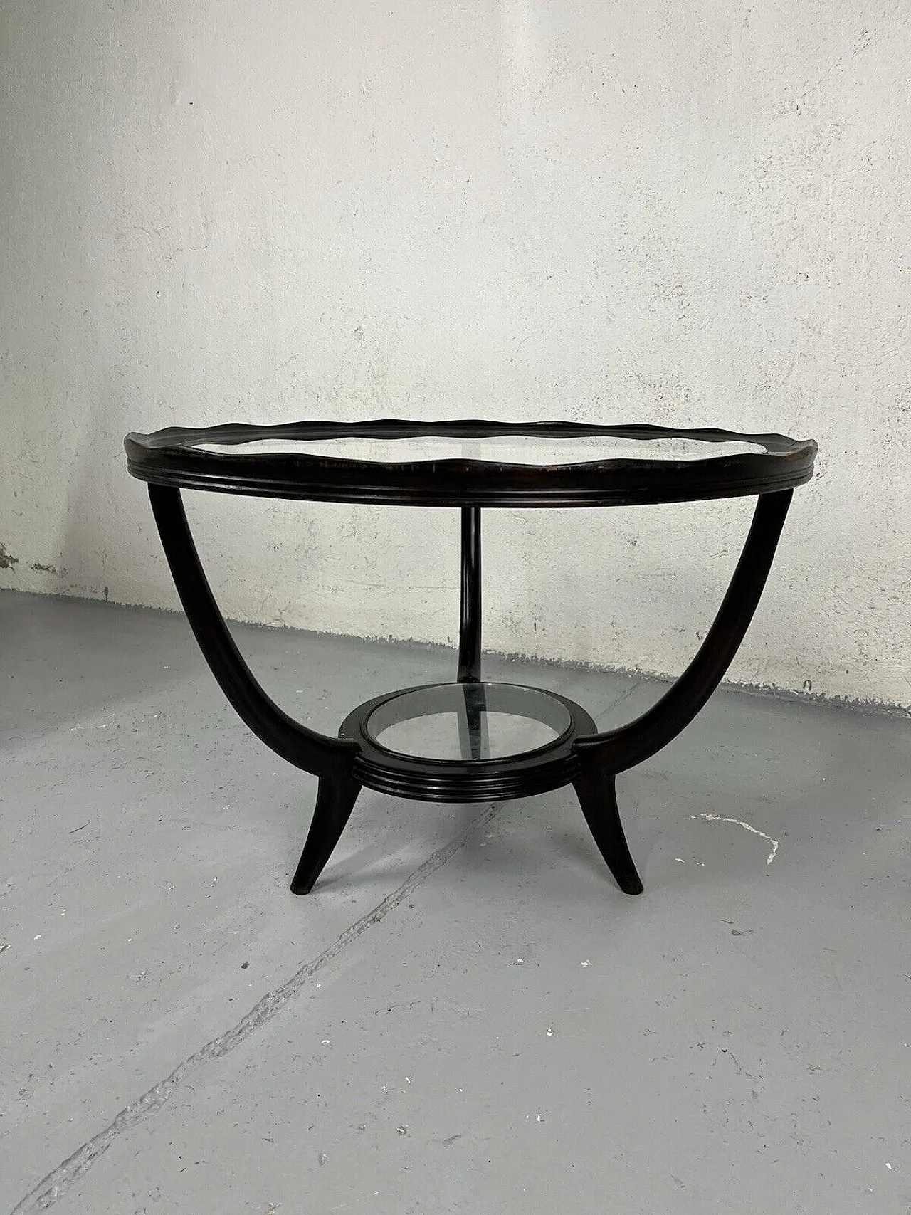 Tavolino da salotto in legno e vetro di Paolo Buffa, anni '50 1