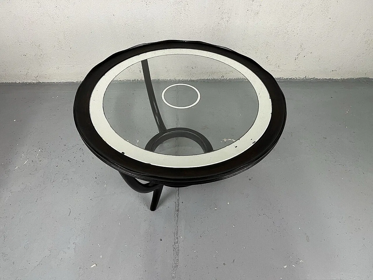 Tavolino da salotto in legno e vetro di Paolo Buffa, anni '50 3