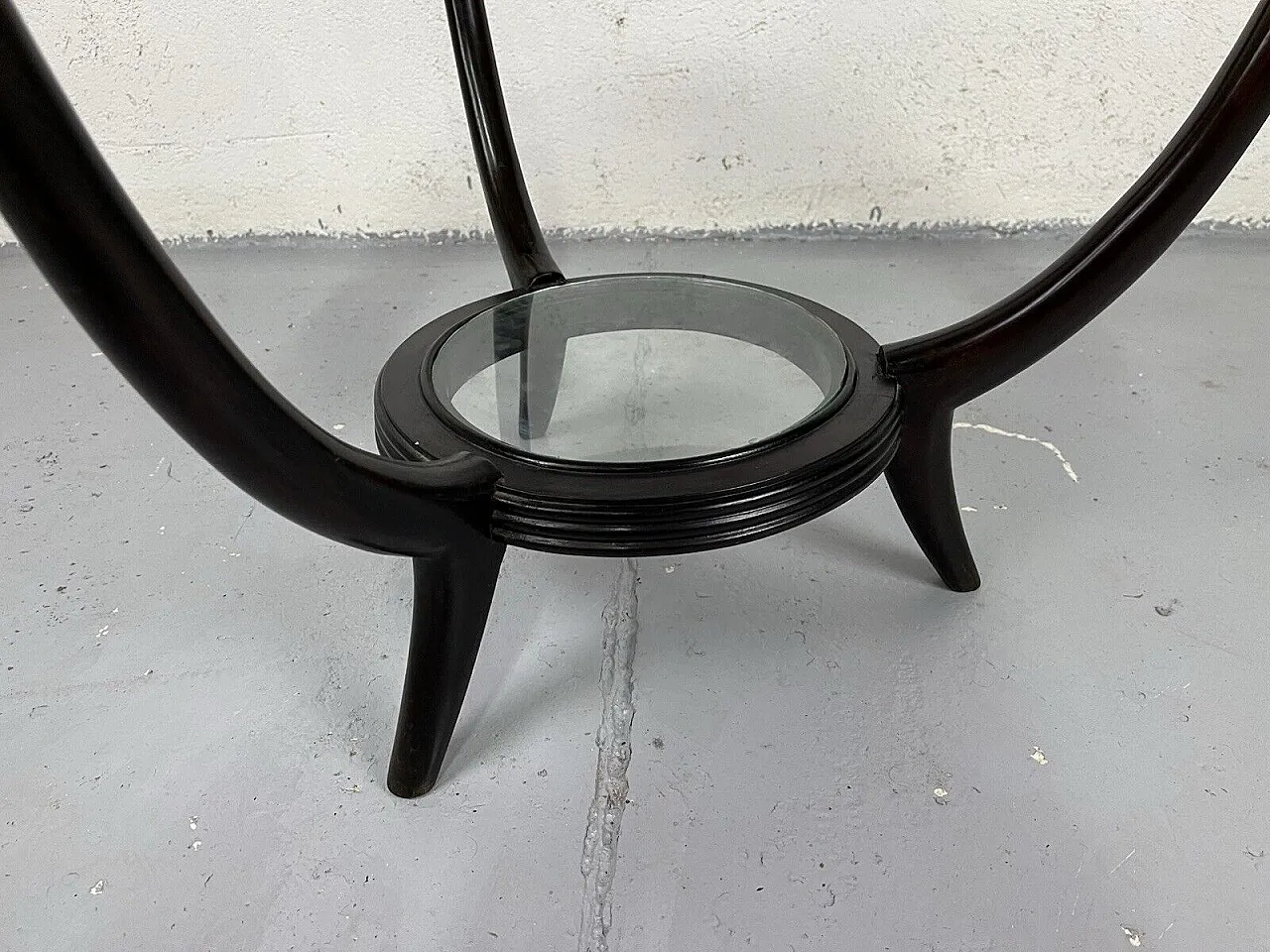 Tavolino da salotto in legno e vetro di Paolo Buffa, anni '50 8