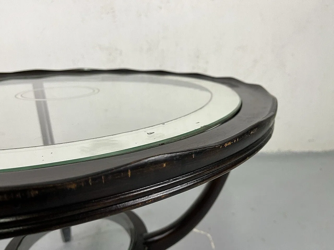 Tavolino da salotto in legno e vetro di Paolo Buffa, anni '50 11