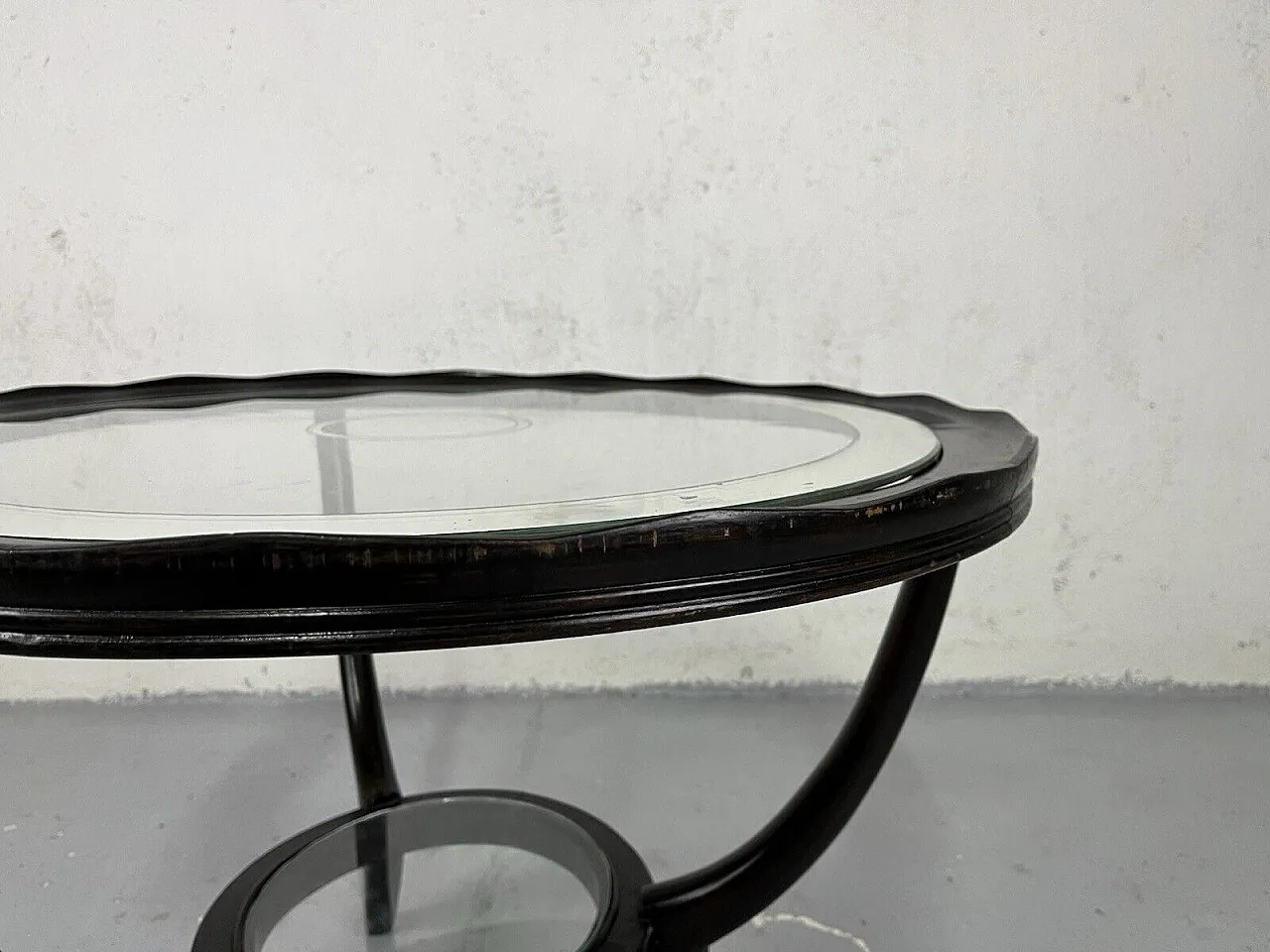 Tavolino da salotto in legno e vetro di Paolo Buffa, anni '50 12