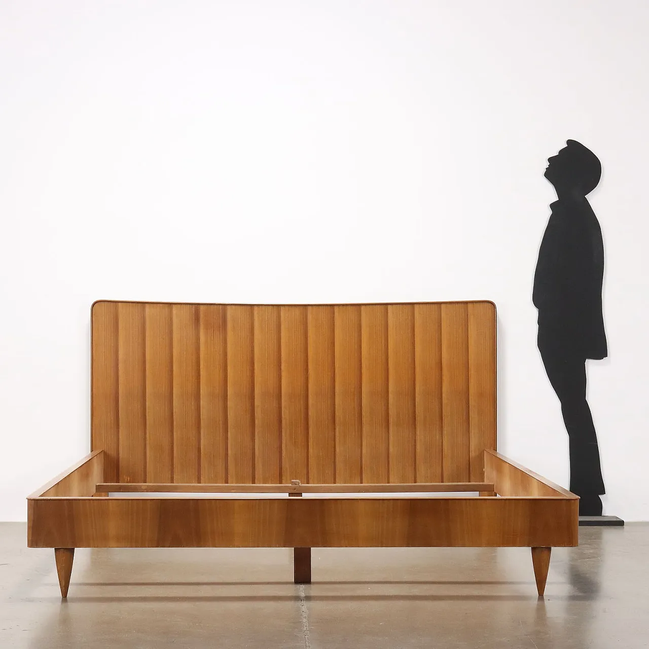 Vintage Double Bed Tanganyka Walnut Veneer Italy 1960s 2