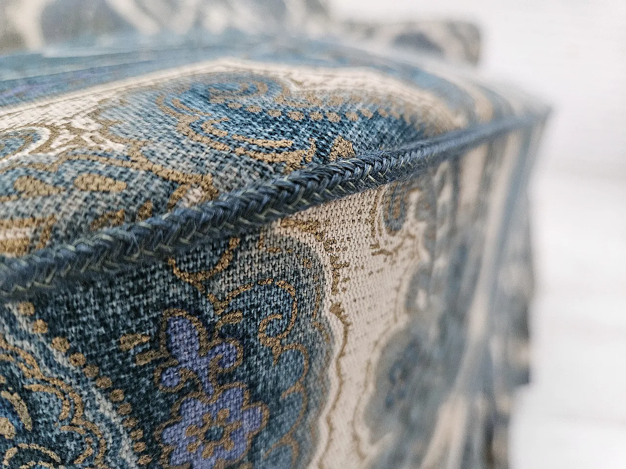 Danish 2-seater sofa, blue/white, beech wood, 1970s 5