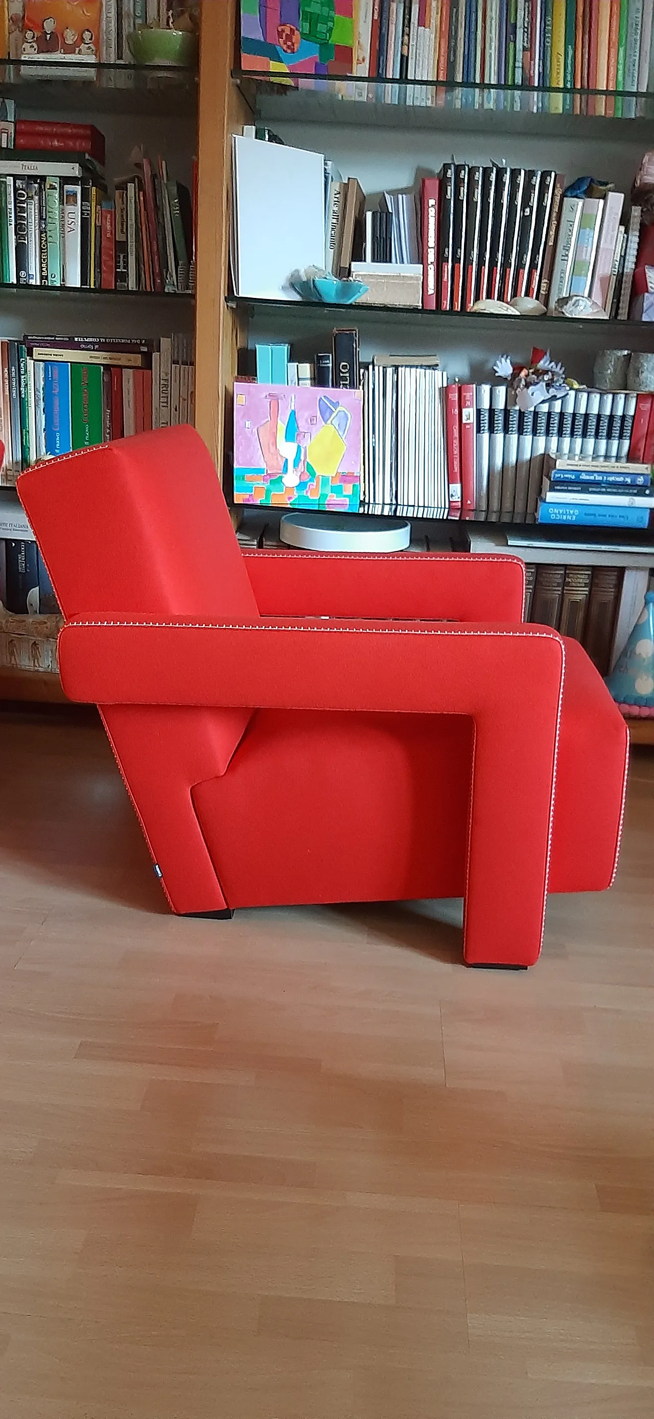 Coppia di poltrone Utrecht di Cassina in lana rossa, 2000 10