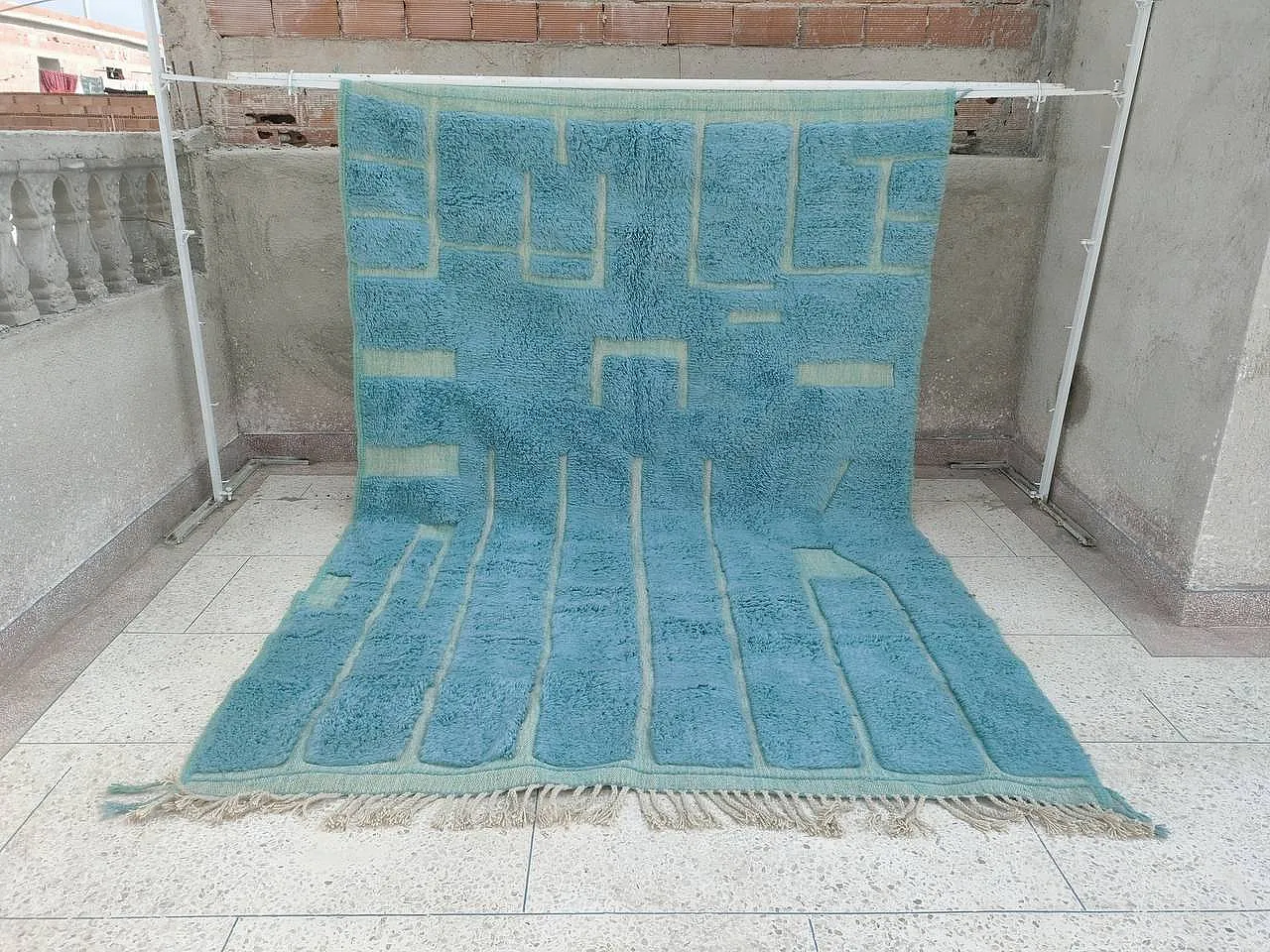 Benouaren Moroccan Rug Handwoven Wool, Geometric Design, 2000 2