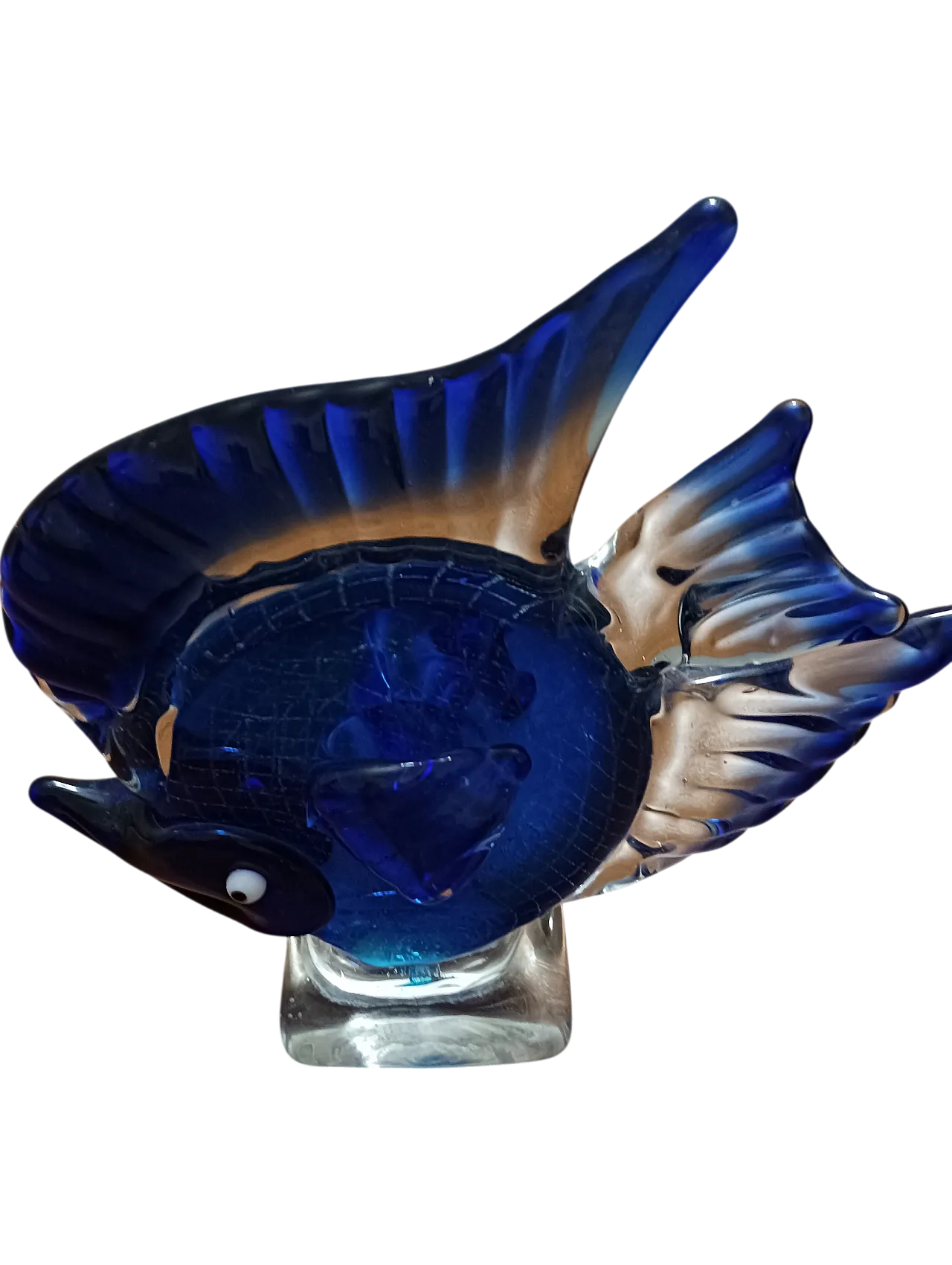Glass sculpture blue fish, 70s 12