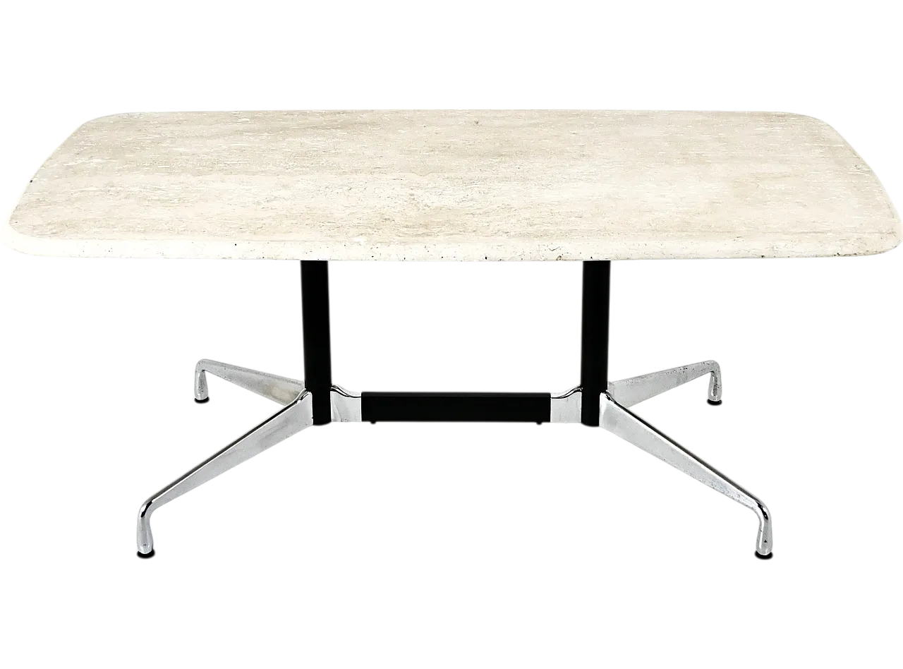 Tavolo da pranzo di travertino di Charles & Ray Eames per Vitra, anni '70 10