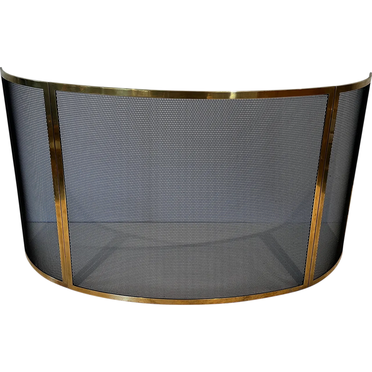Curved brass fireplace screen, 1970s 21