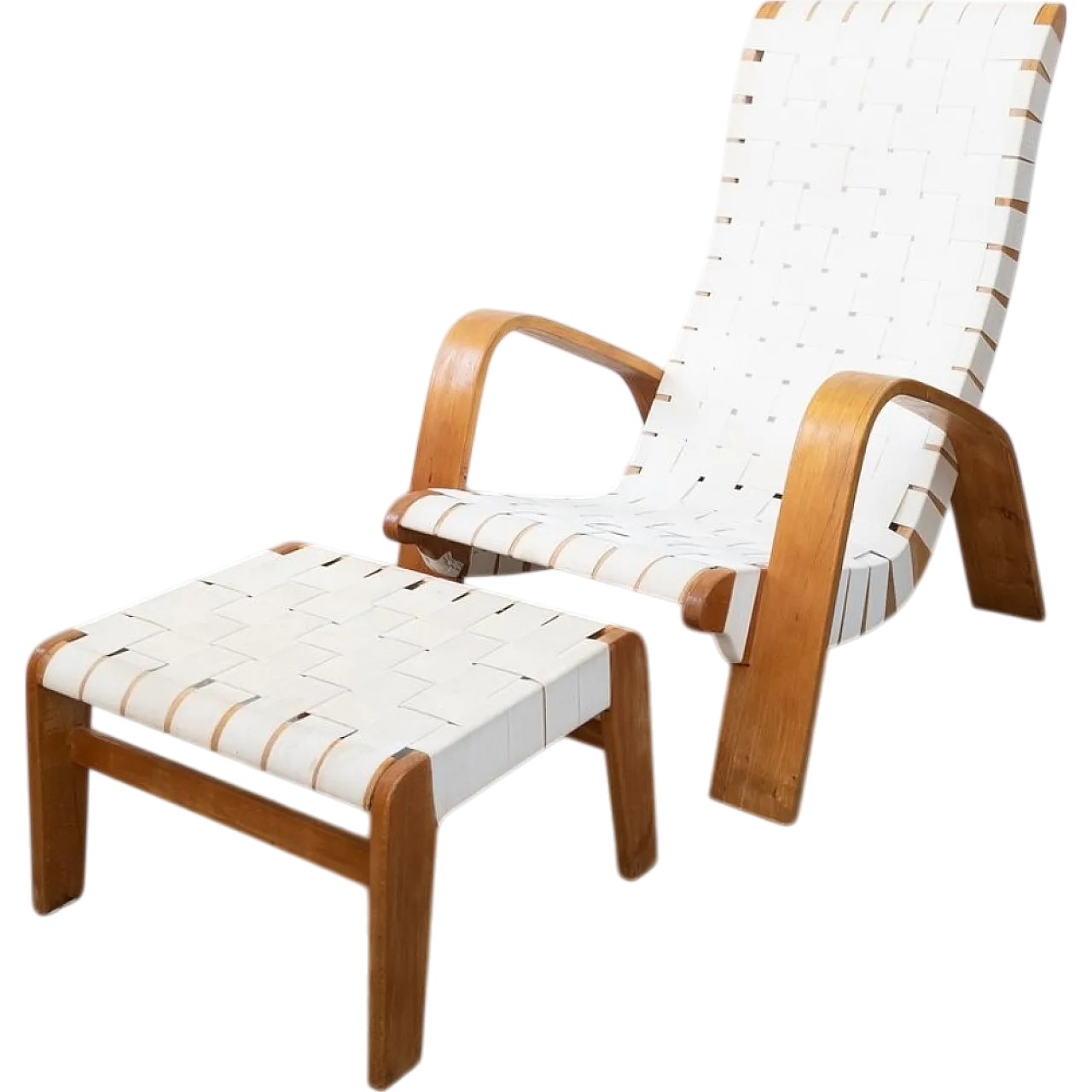 Poltrona e poggiapiedi attribuiti a Jizba di Krásná Jizba, anni '40 13