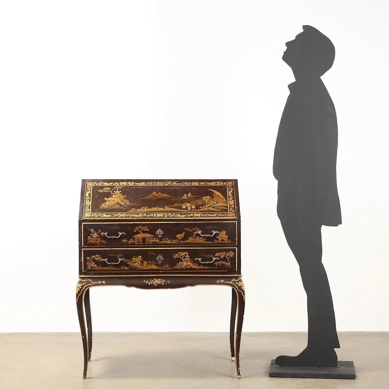 Lacquered wooden flap in chinoiserie style, early 20th century 2