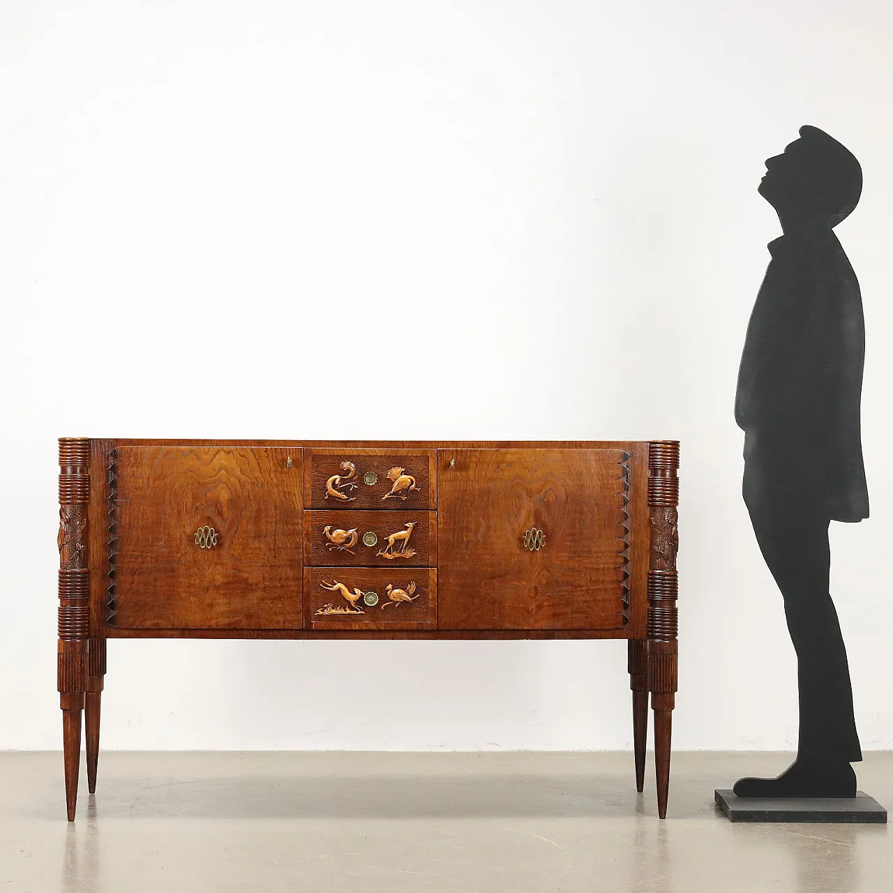 Oak and brass chest of drawers, mid-20th century 2