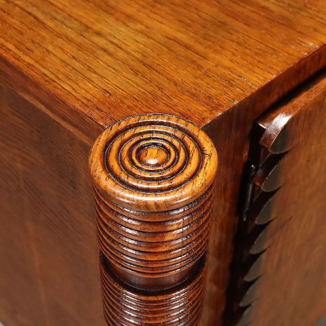 Oak and brass chest of drawers, mid-20th century 4