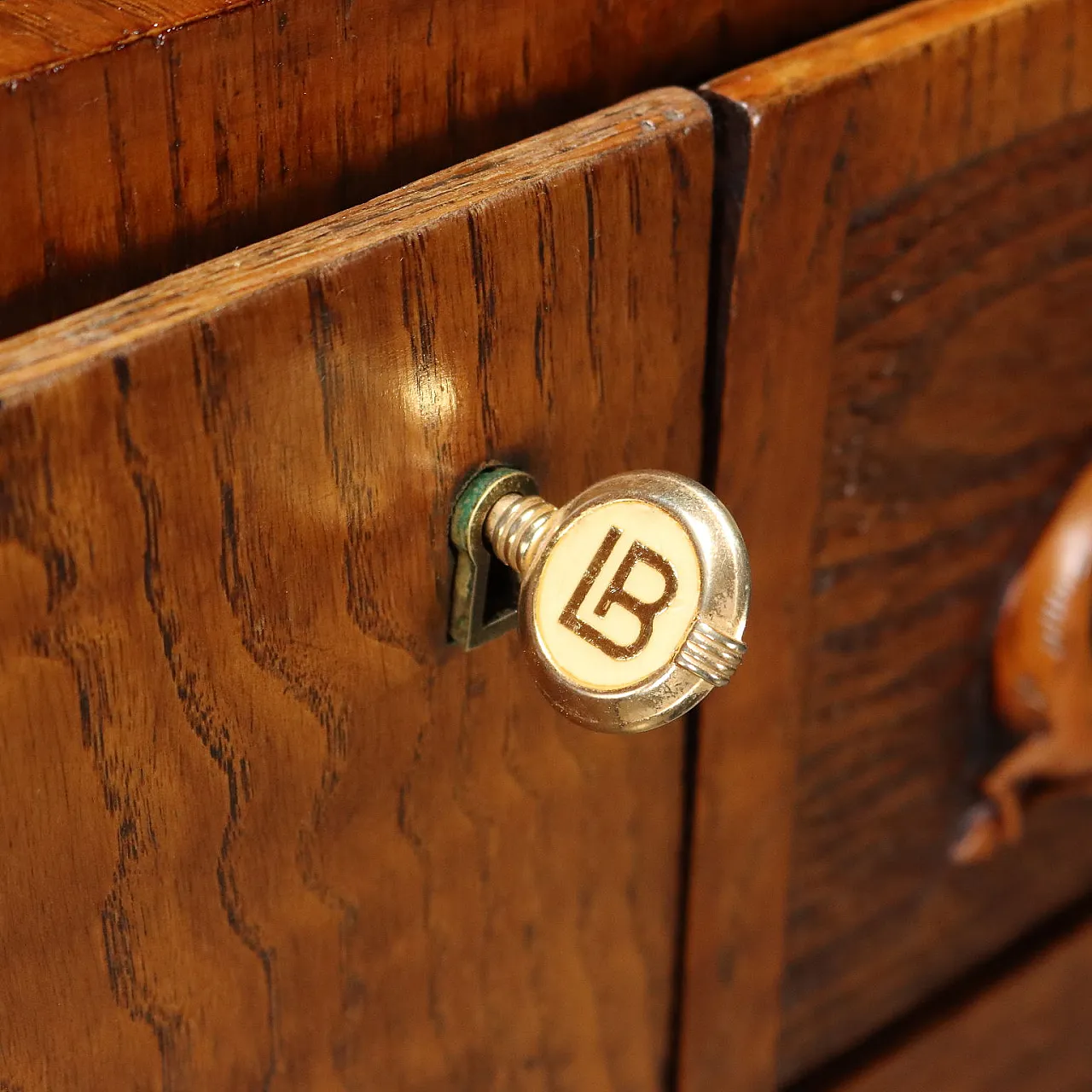 Oak and brass chest of drawers, mid-20th century 9