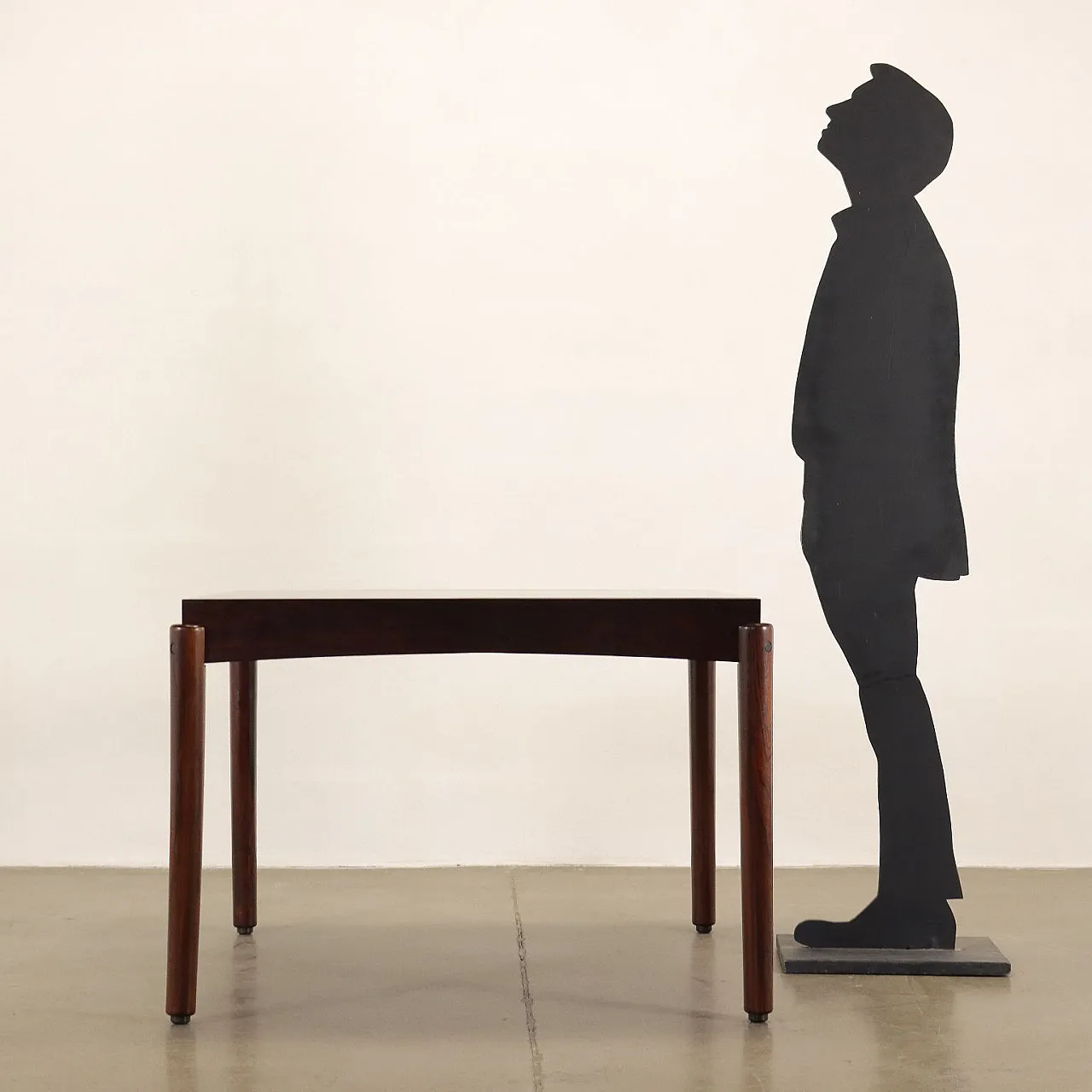 Extending table with wheels in solid wood and rosewood, 1960s 2