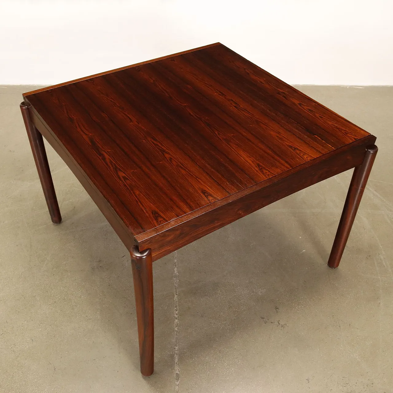 Extending table with wheels in solid wood and rosewood, 1960s 4