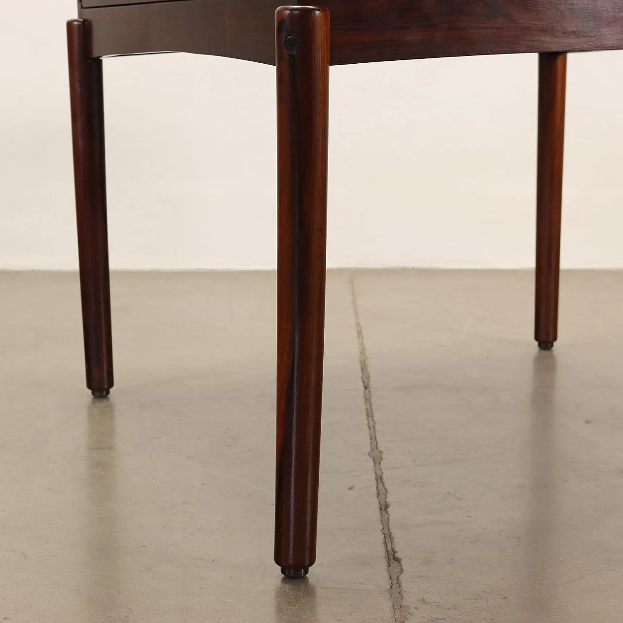 Extending table with wheels in solid wood and rosewood, 1960s 8