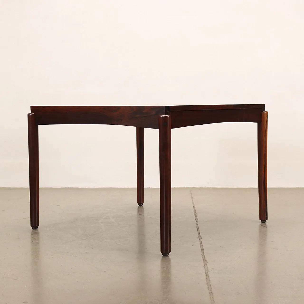 Extending table with wheels in solid wood and rosewood, 1960s 10