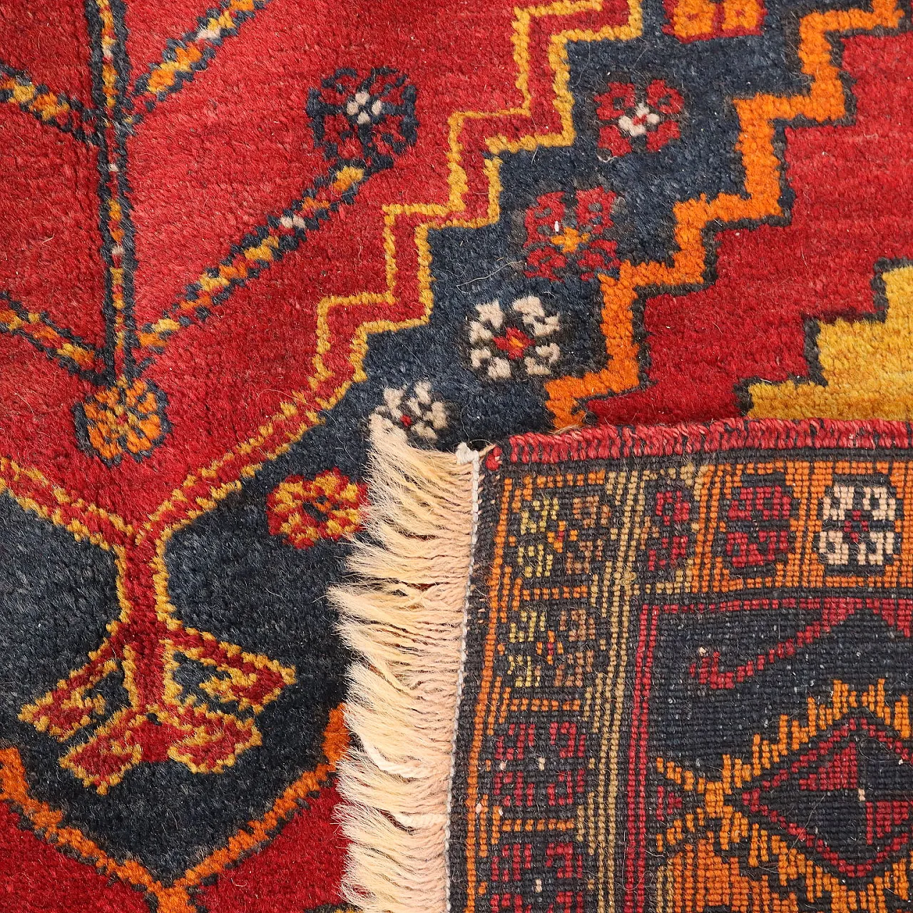 Large knot Jorun rug in red and yellow wool 10