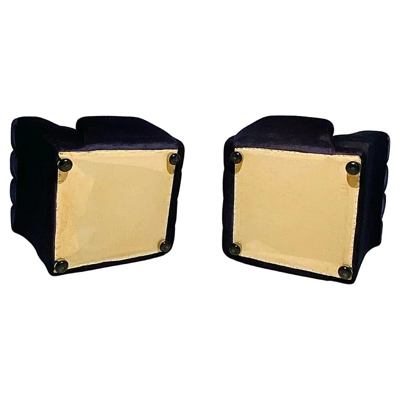 Poltrona in velluto blu, anni '80 9