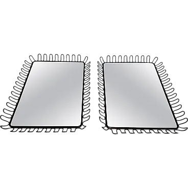 Coppia di specchi in metallo laccato nero, anni '80