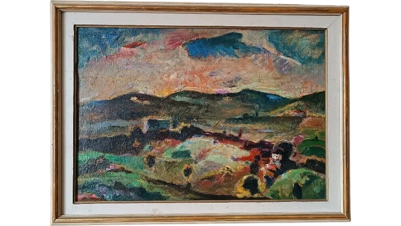 Landscape by Dilvo Lotti, oil on panel, 1930s 17