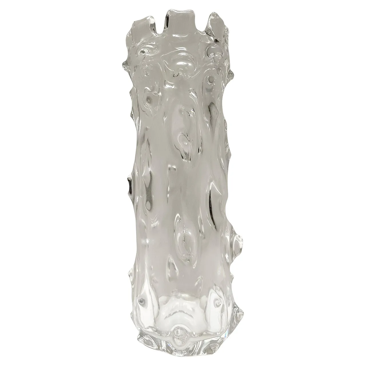 Transparent A Mugnoni Murano glass vase in Ercole Barovier style, 50s 1
