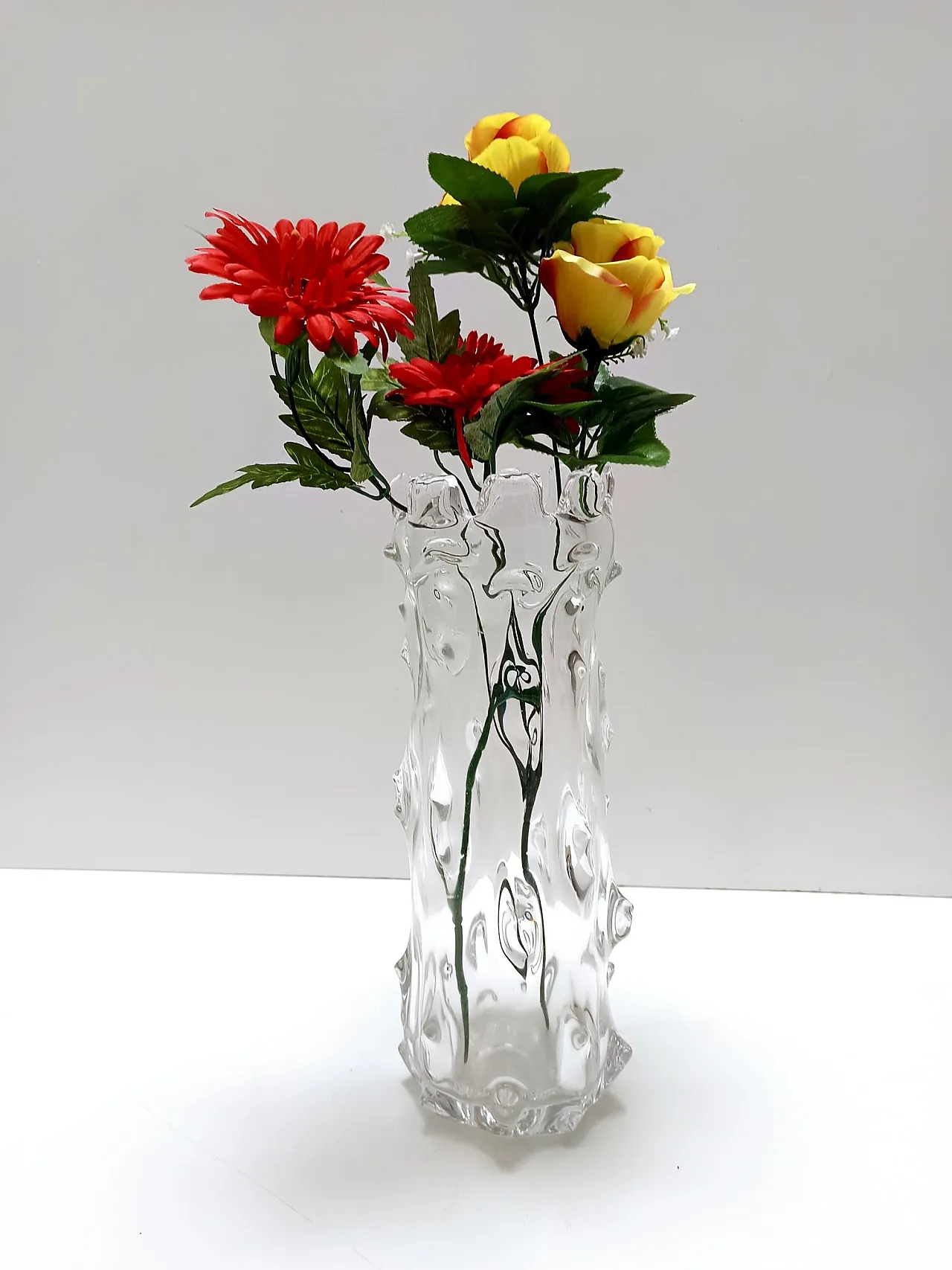 Transparent A Mugnoni Murano glass vase in Ercole Barovier style, 50s 2