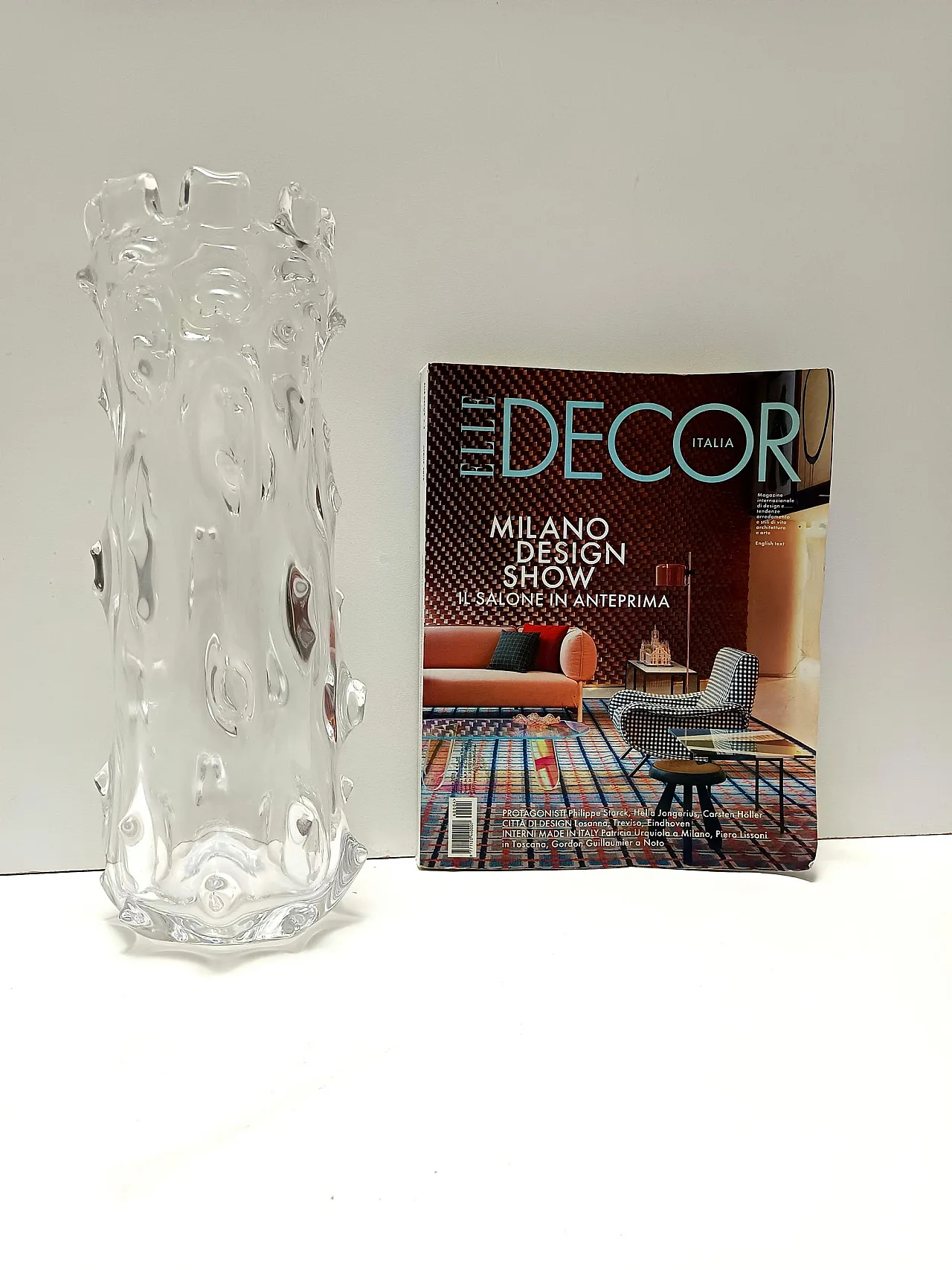 Transparent A Mugnoni Murano glass vase in Ercole Barovier style, 50s 3