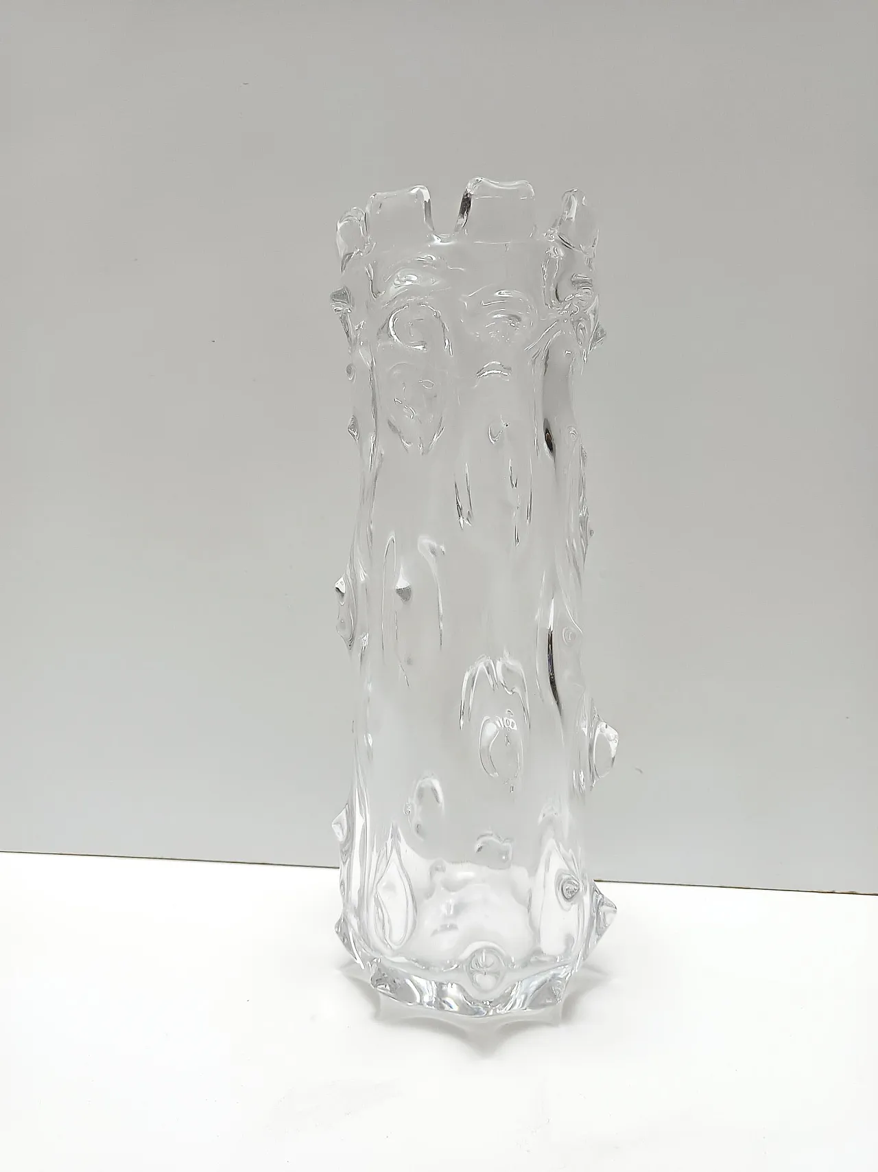 Transparent A Mugnoni Murano glass vase in Ercole Barovier style, 50s 4