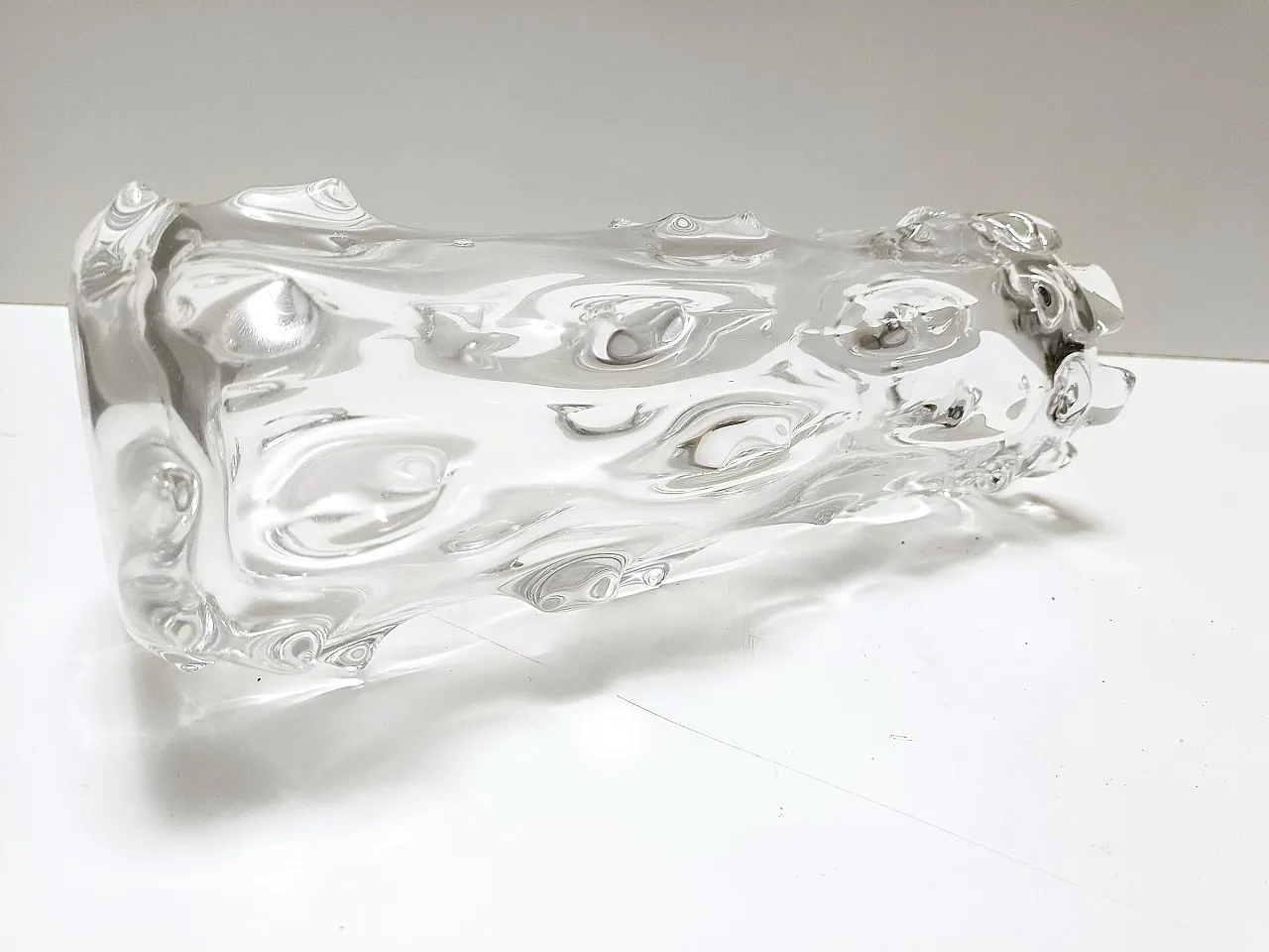 Transparent A Mugnoni Murano glass vase in Ercole Barovier style, 50s 5