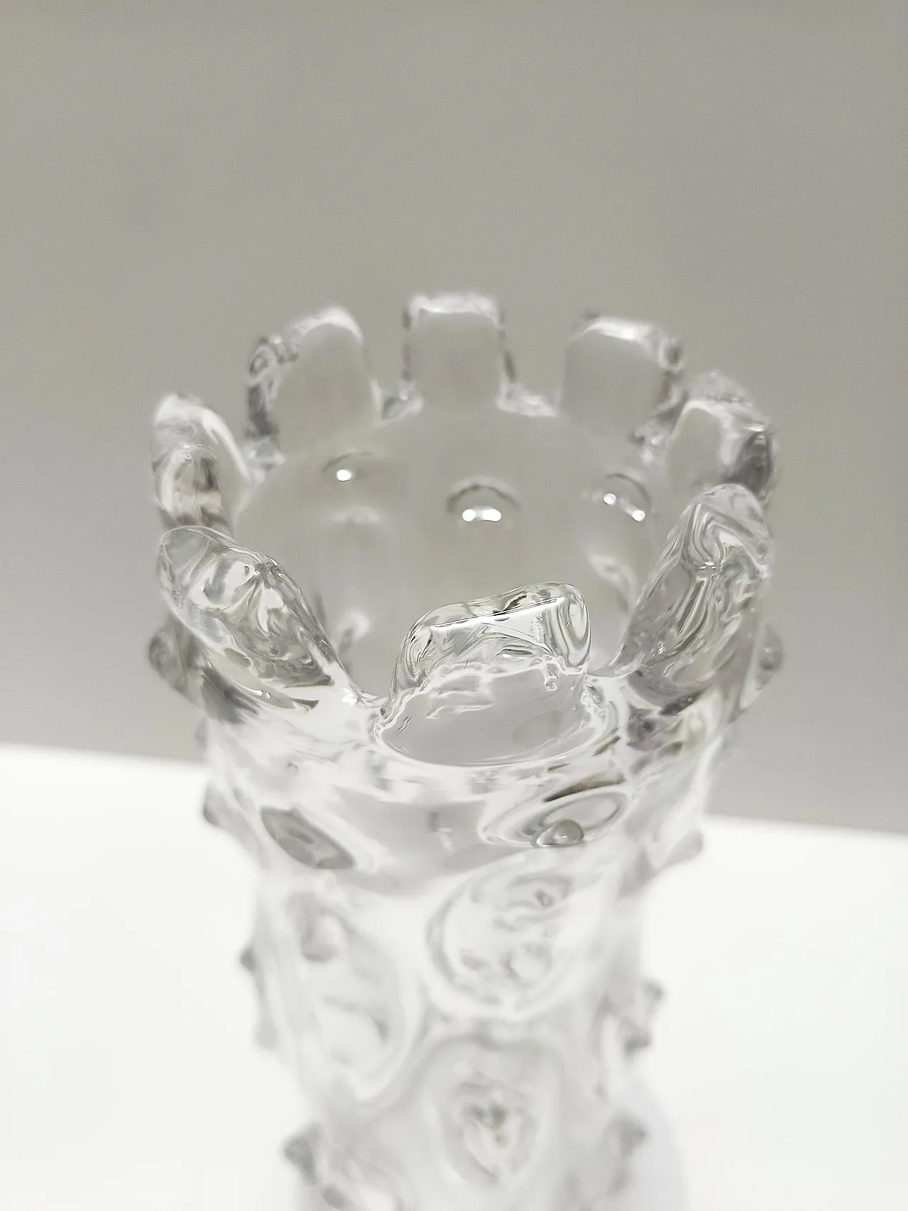 Transparent A Mugnoni Murano glass vase in Ercole Barovier style, 50s 6