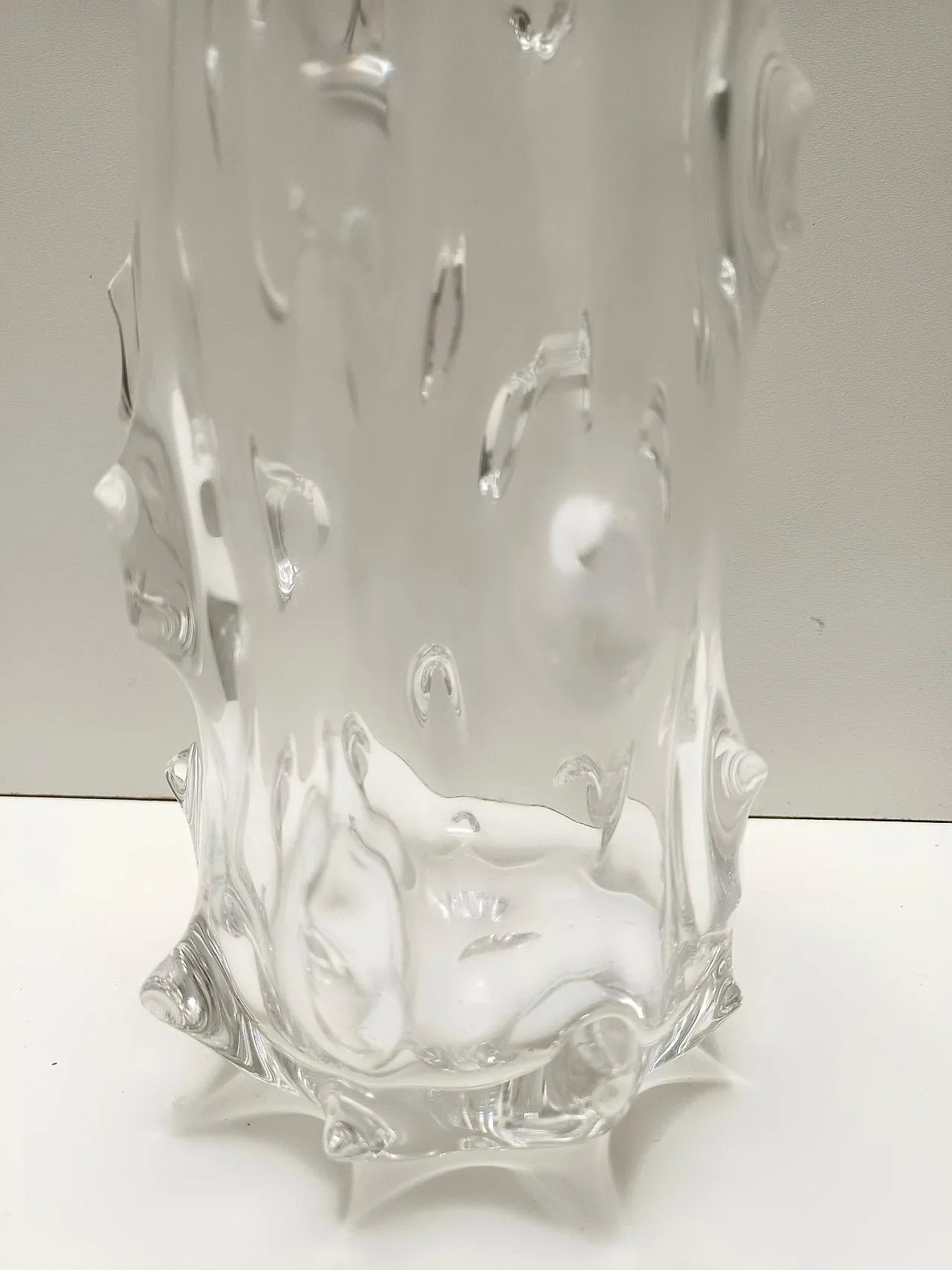 Transparent A Mugnoni Murano glass vase in Ercole Barovier style, 50s 7