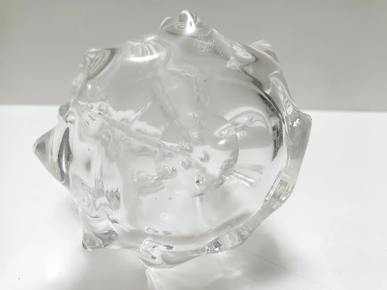 Transparent A Mugnoni Murano glass vase in Ercole Barovier style, 50s 8