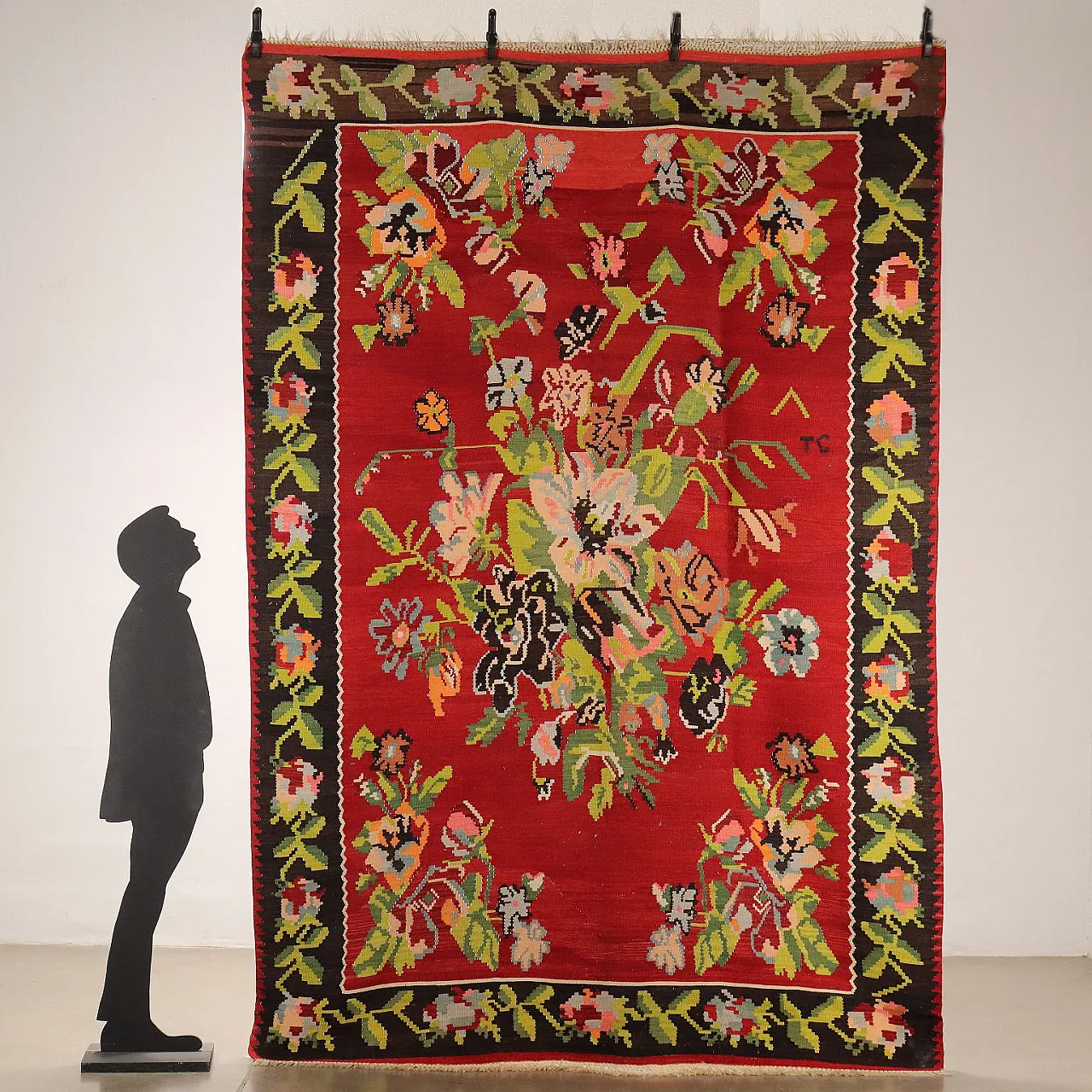 Tappeto Kilim caucasico in cotone con motivo floreale 2