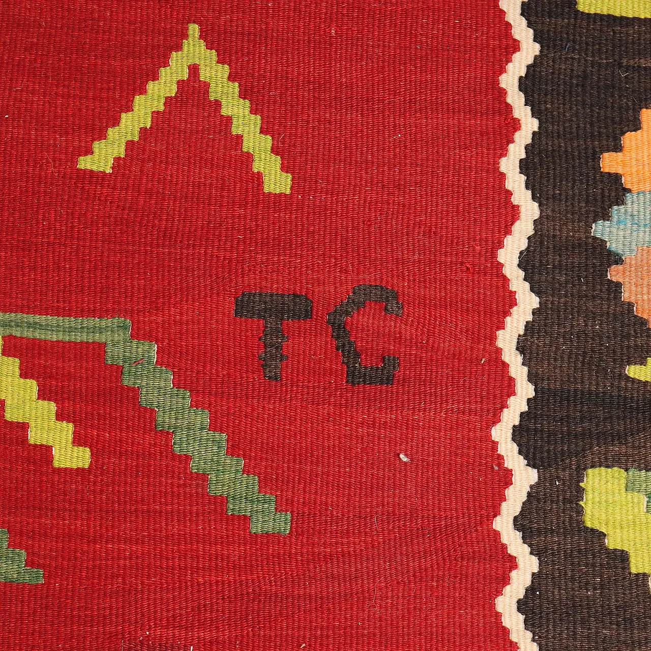 Tappeto Kilim caucasico in cotone con motivo floreale 5