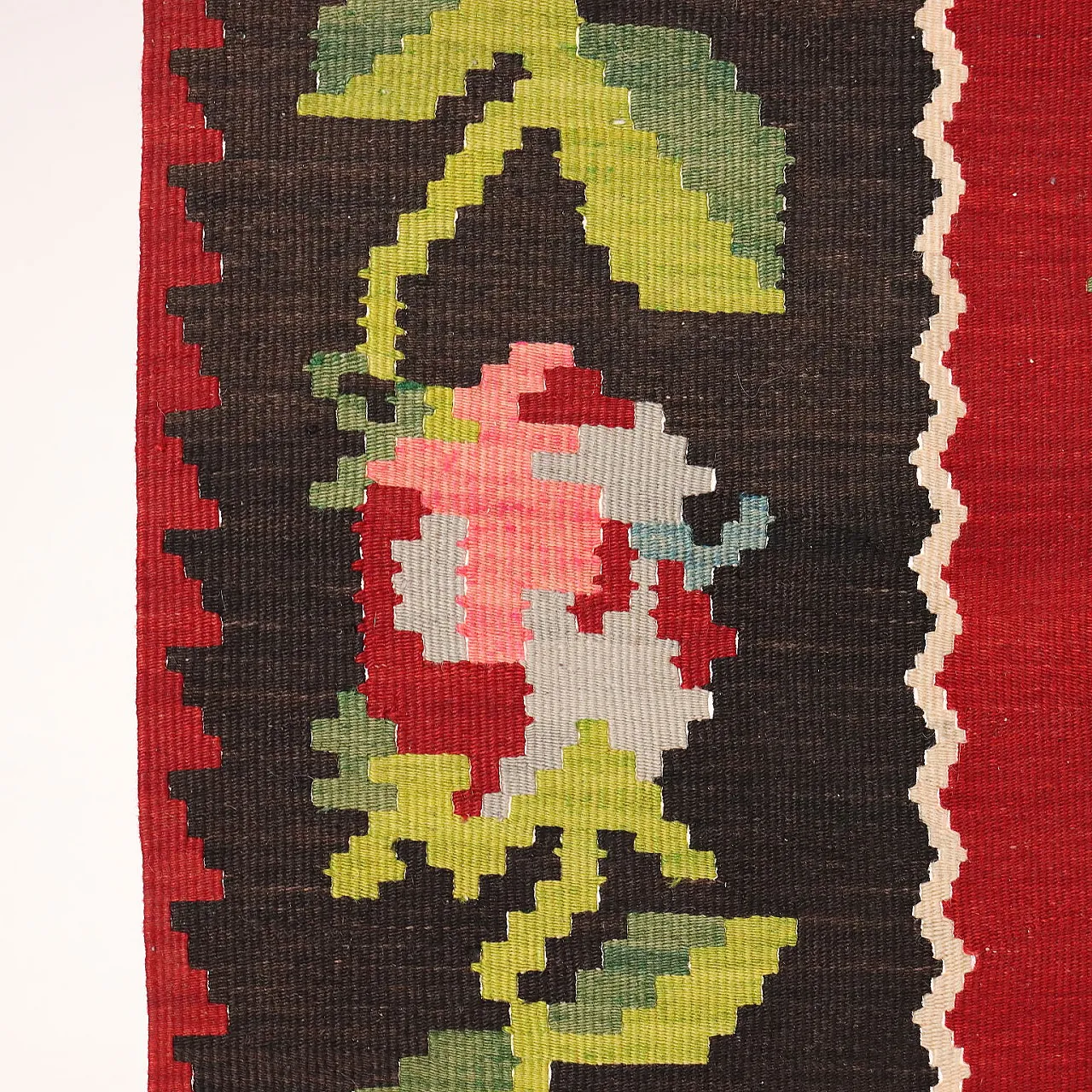 Tappeto Kilim caucasico in cotone con motivo floreale 6