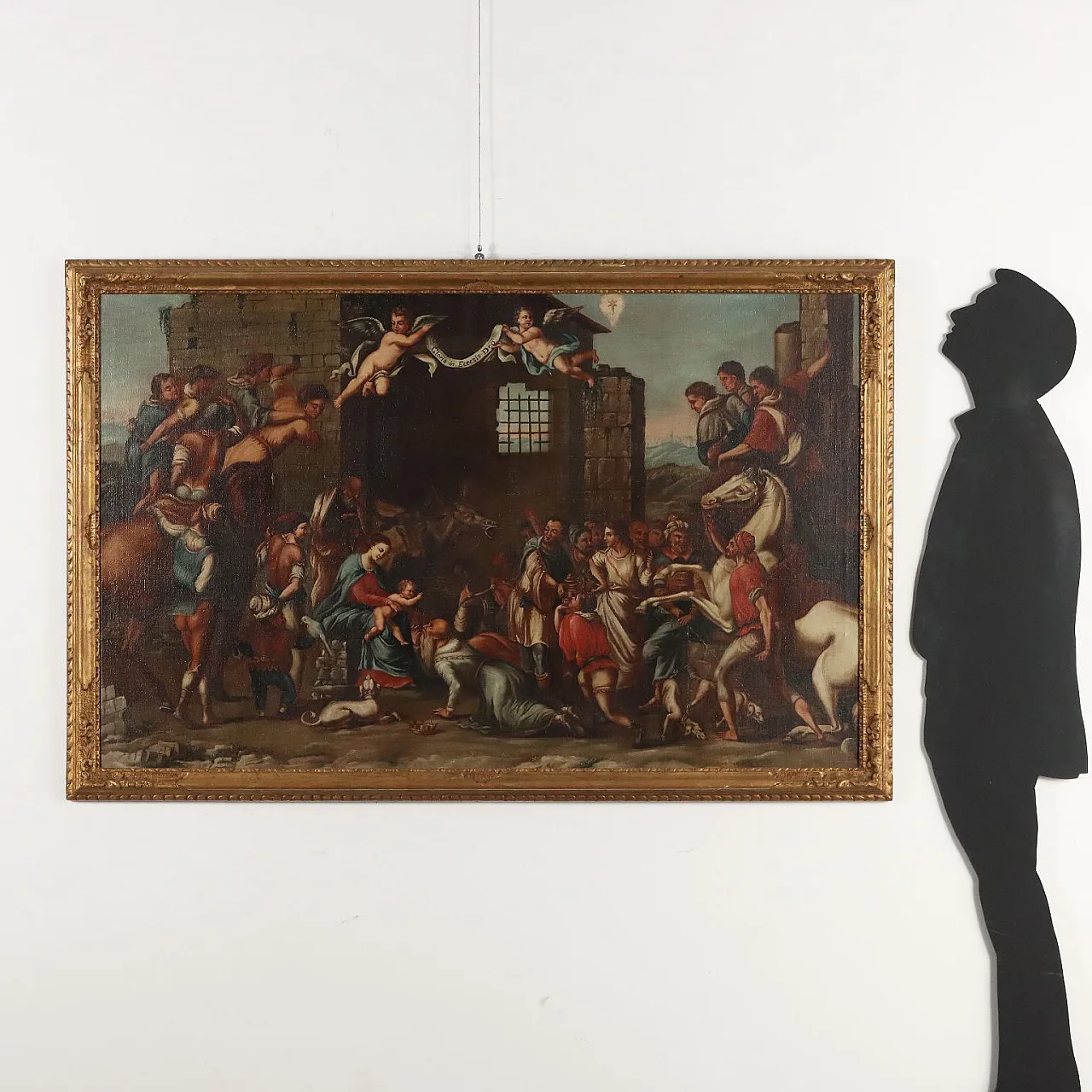 Adorazione dei Magi, dipinto ad olio su tela entro cornice, 2