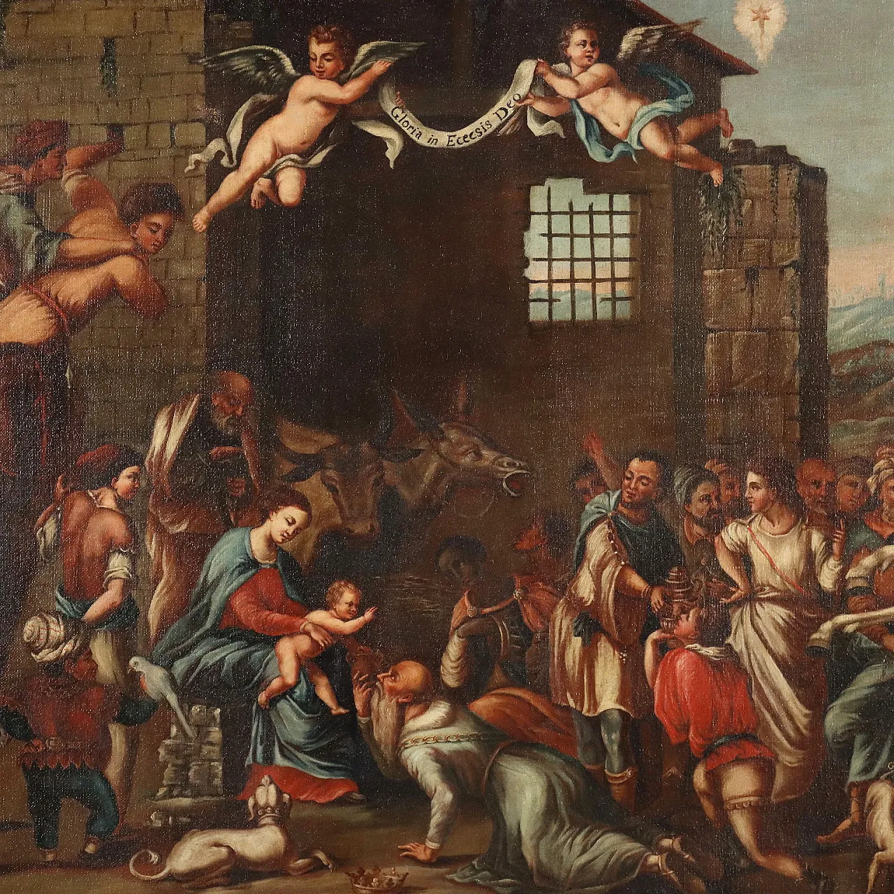 Adorazione dei Magi, dipinto ad olio su tela entro cornice, 3