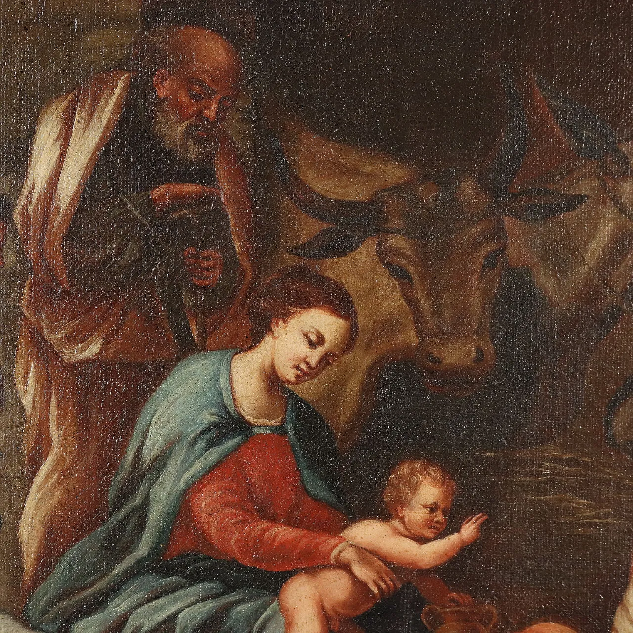 Adorazione dei Magi, dipinto ad olio su tela entro cornice, 4