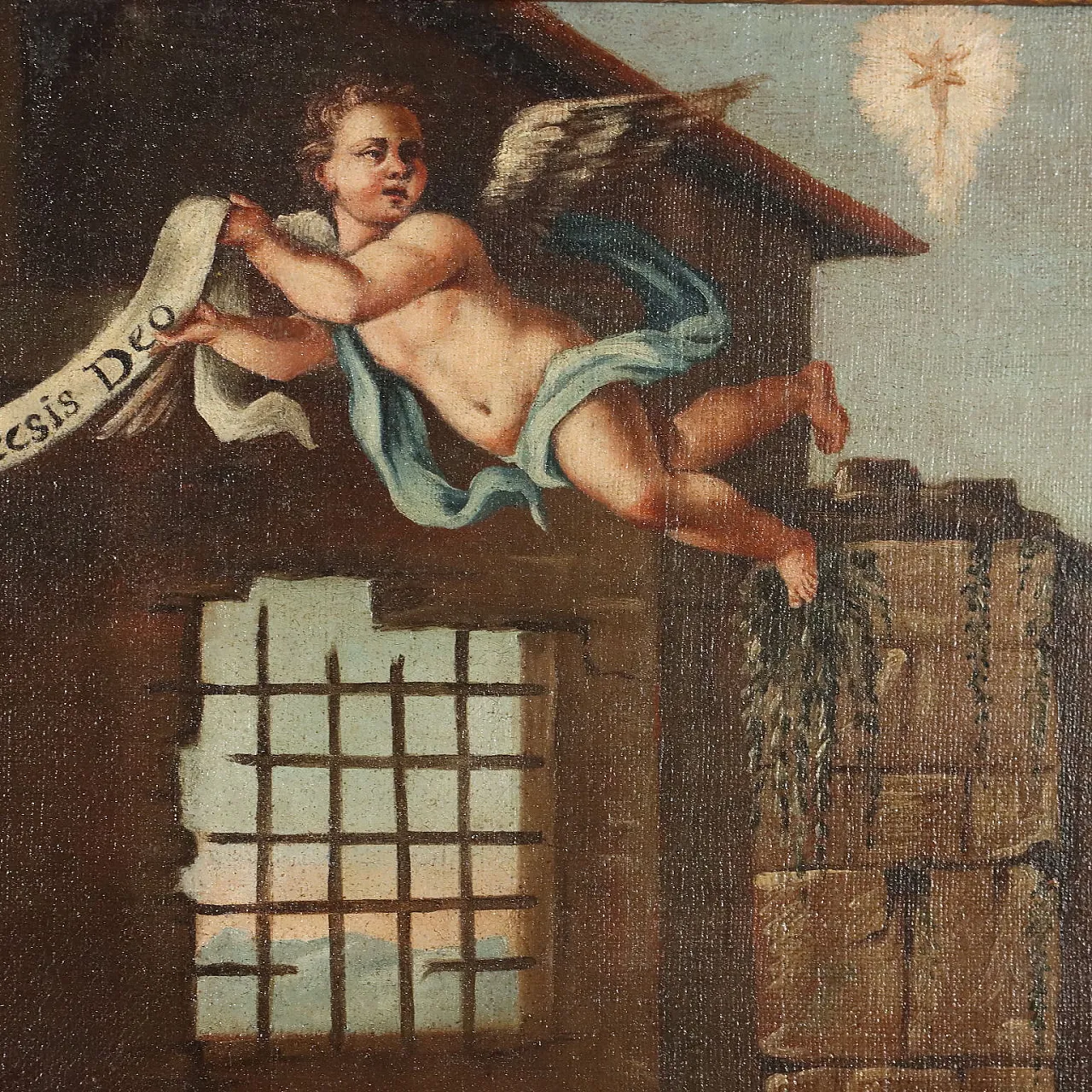 Adorazione dei Magi, dipinto ad olio su tela entro cornice, 9