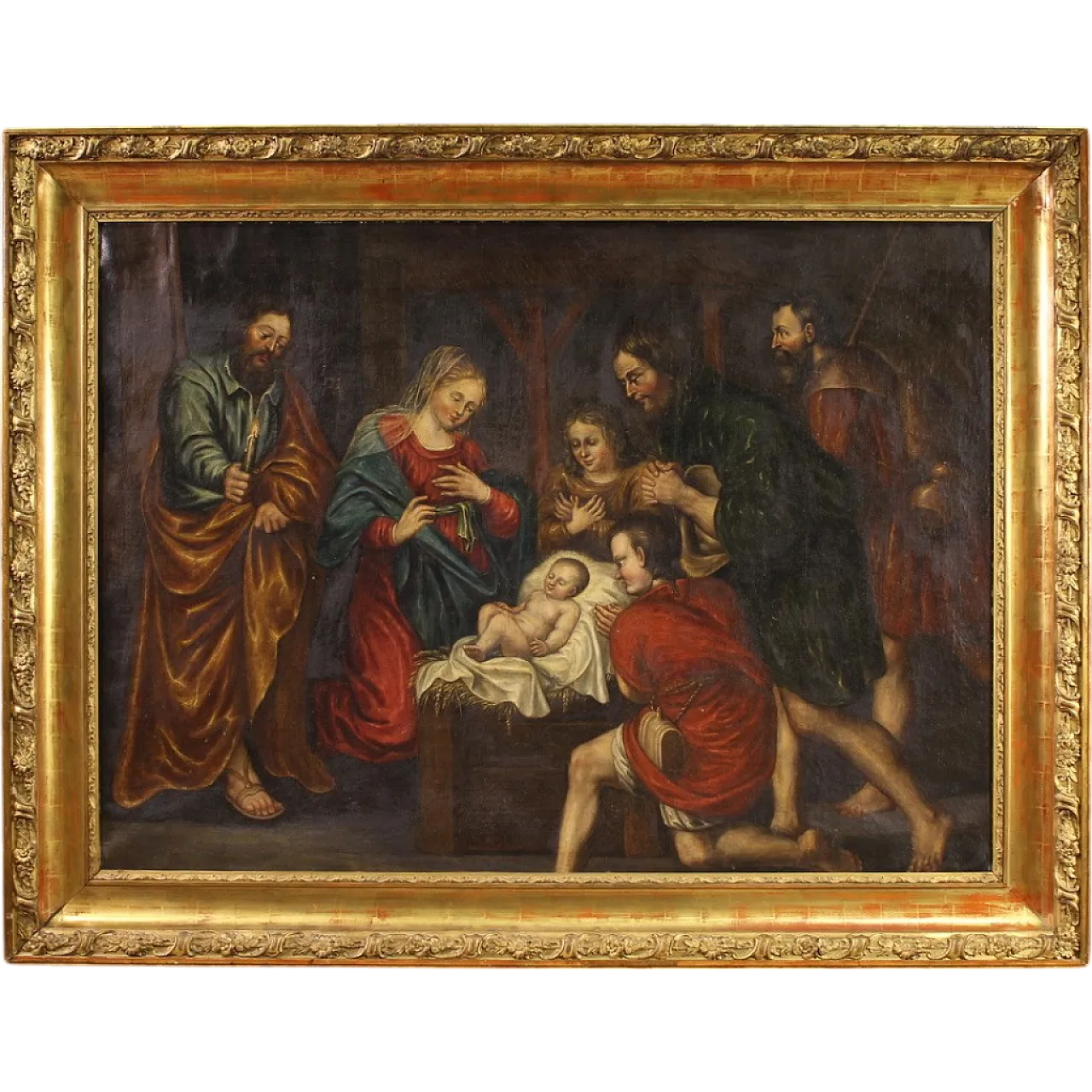 Adorazione dei pastori, dipinto ad olio francese, '600 16