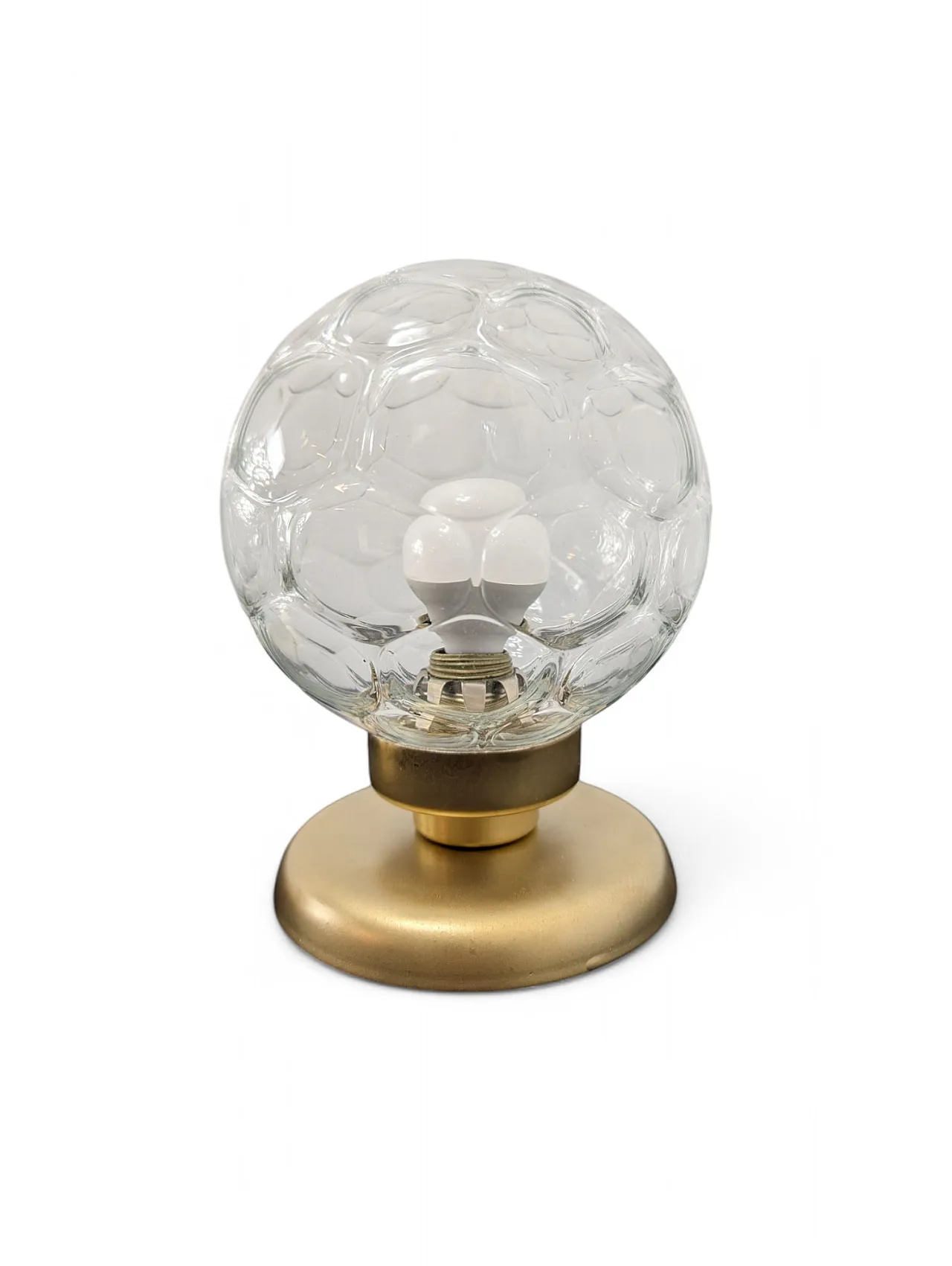 Pair of brass table lamps and 70s blown glass 2