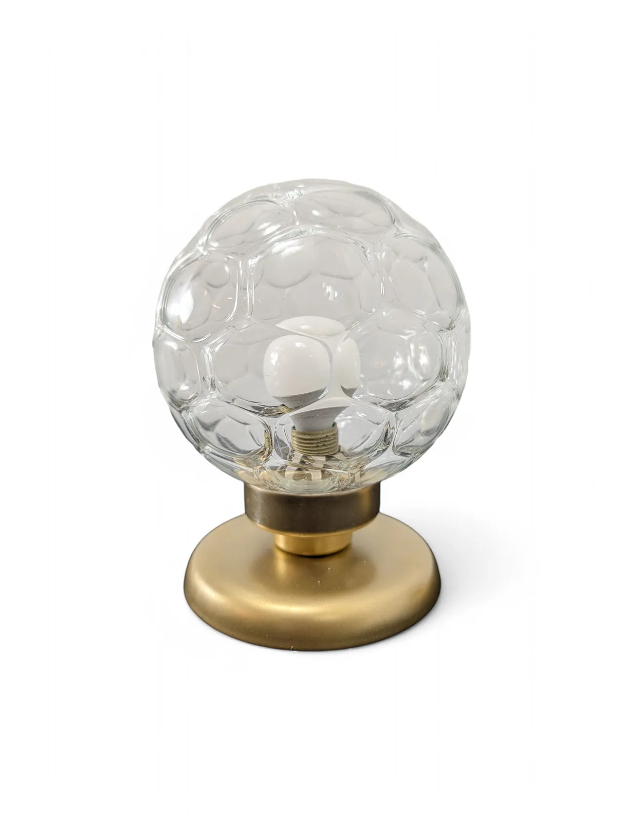 Pair of brass table lamps and 70s blown glass 3