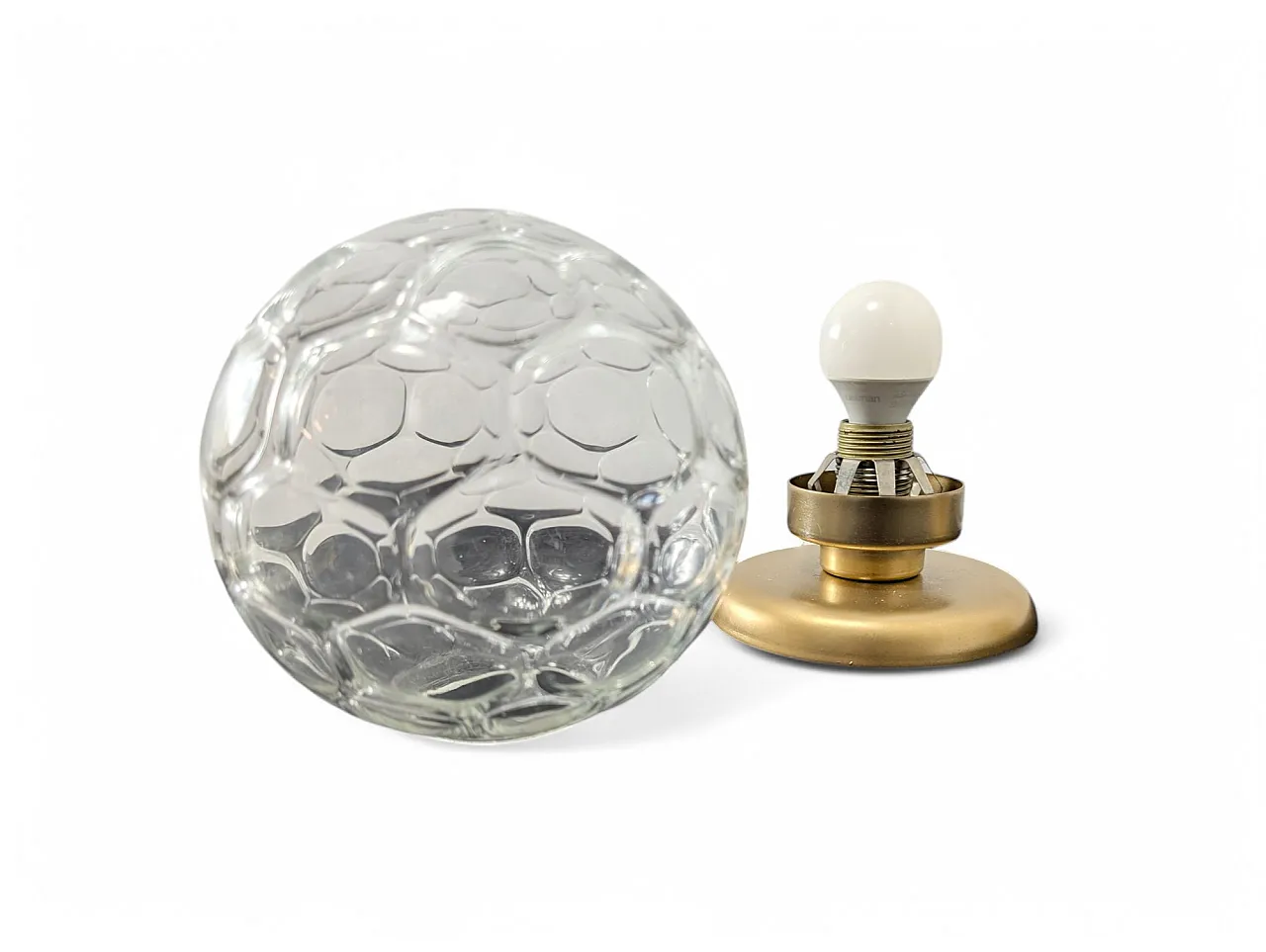 Pair of brass table lamps and 70s blown glass 4