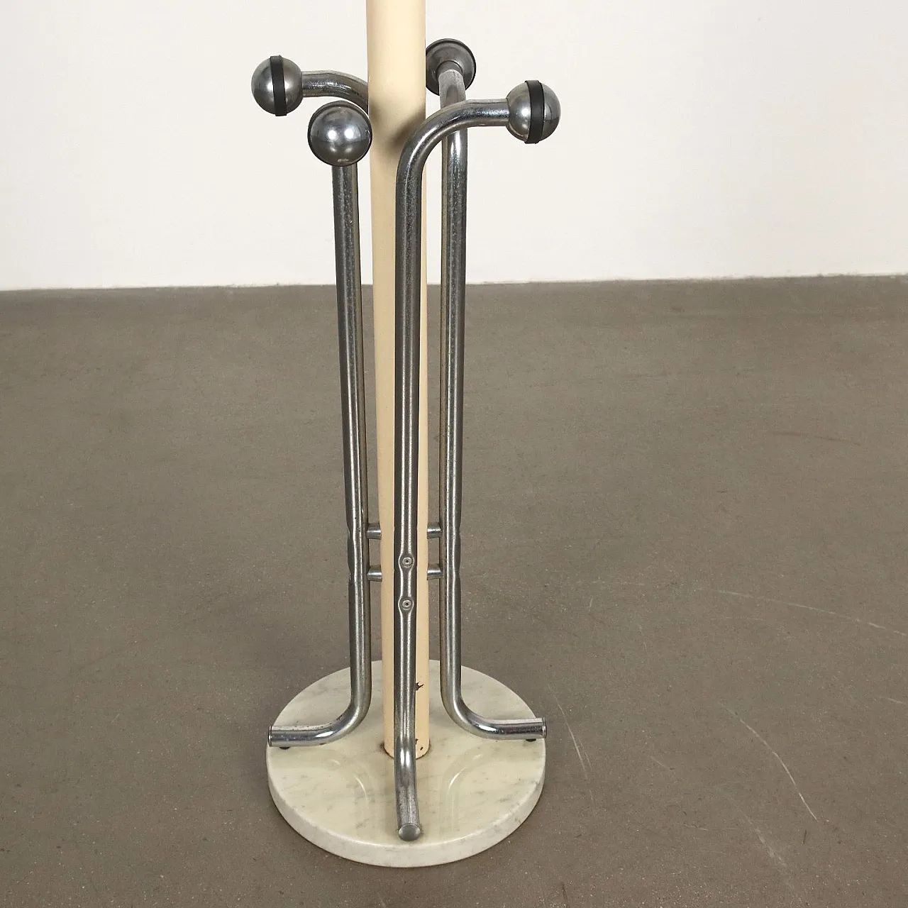 Appendiabiti Da Terra In Metallo 170 Cm Con Base In Marmo - 16 Ganci - Bianco - 4