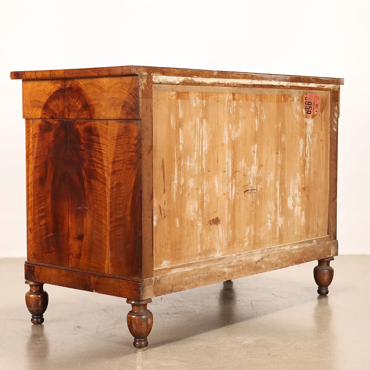 Cassettone Carlo X piemontese lastronato in mogano, '800 10