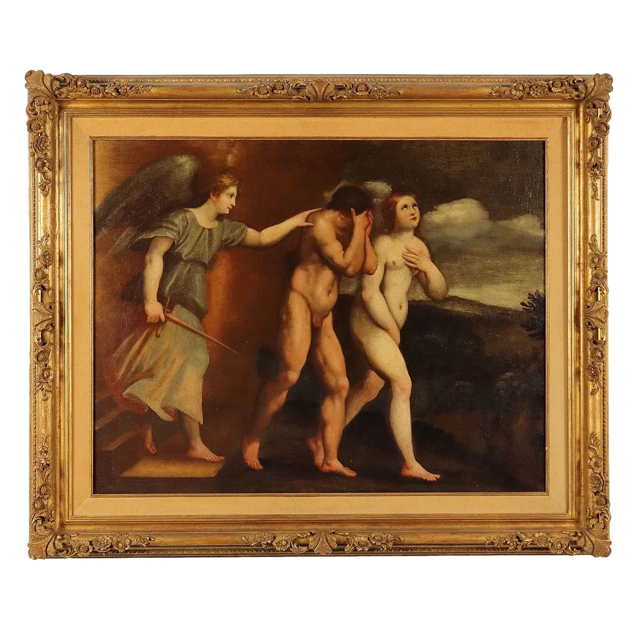 The expulsion of Adam and Eve, oil on canvas, 18th century 1