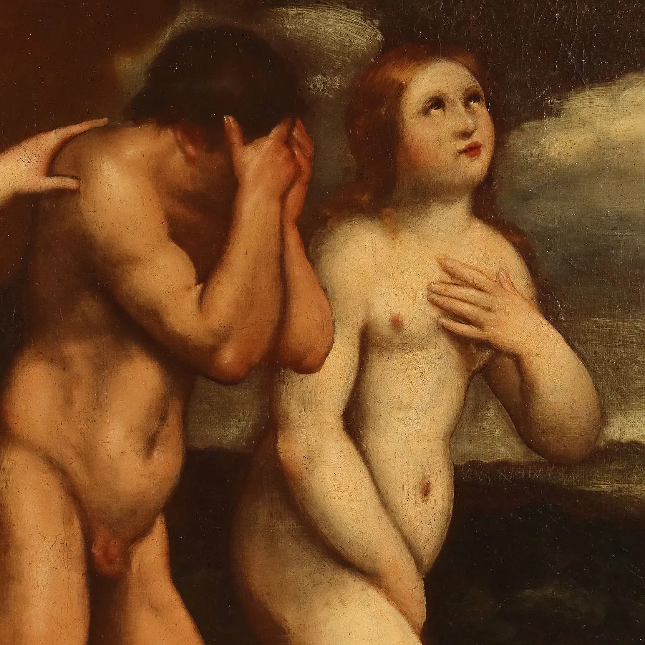 The expulsion of Adam and Eve, oil on canvas, 18th century 4