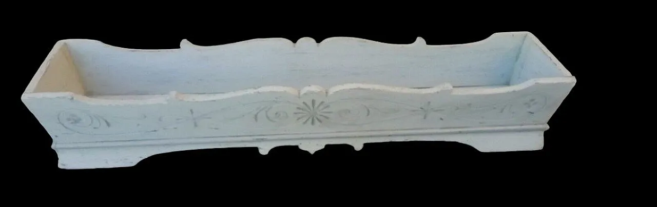 Shaped and engraved vase holder in painted wood, 19th century 2